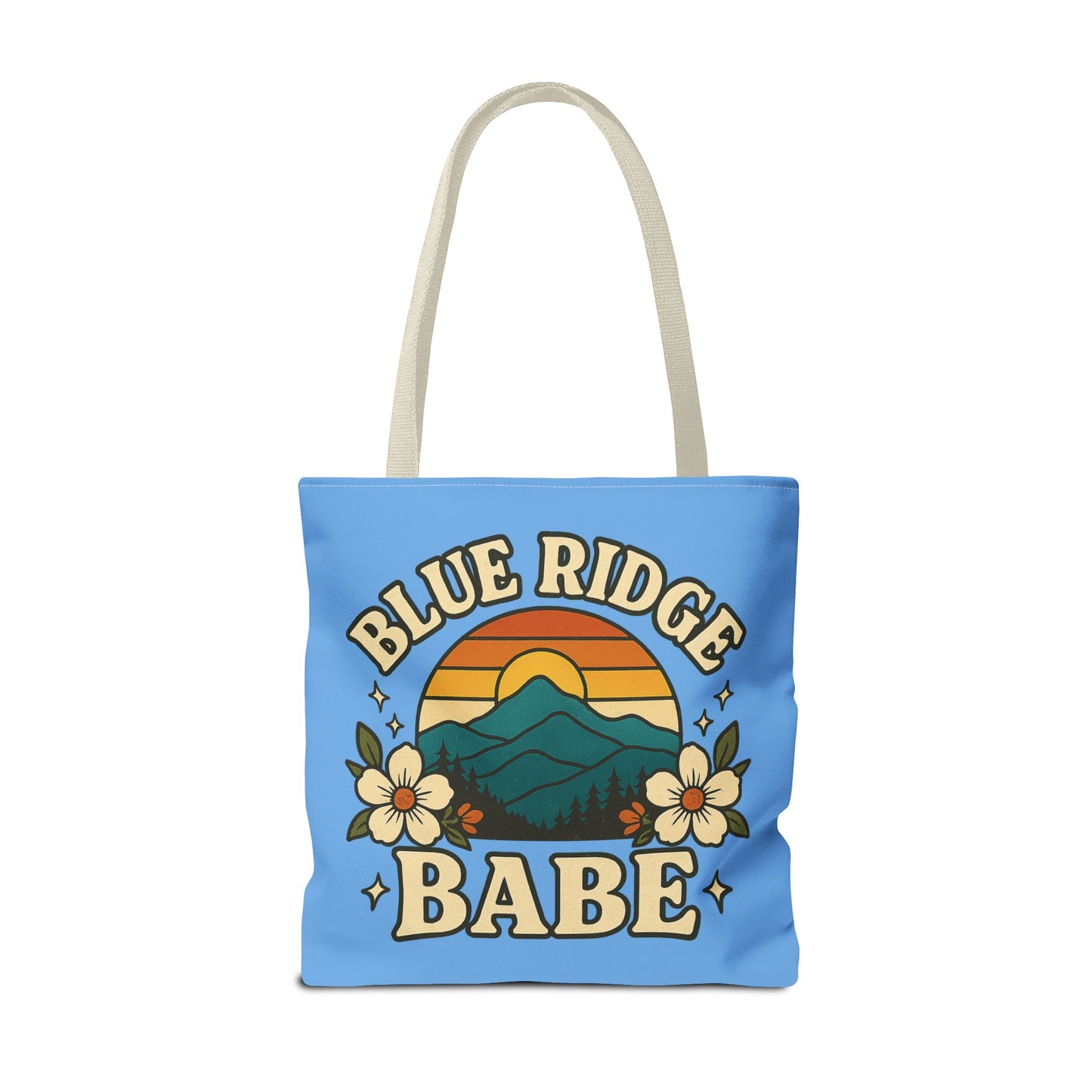 Colorful Blue Ridge Babe Beach Tote Bag, River Lake Ocean Summer Travel Bag, Weekend Getaway Shoulder Purse, Gift for Beach Lover, Boho Chic