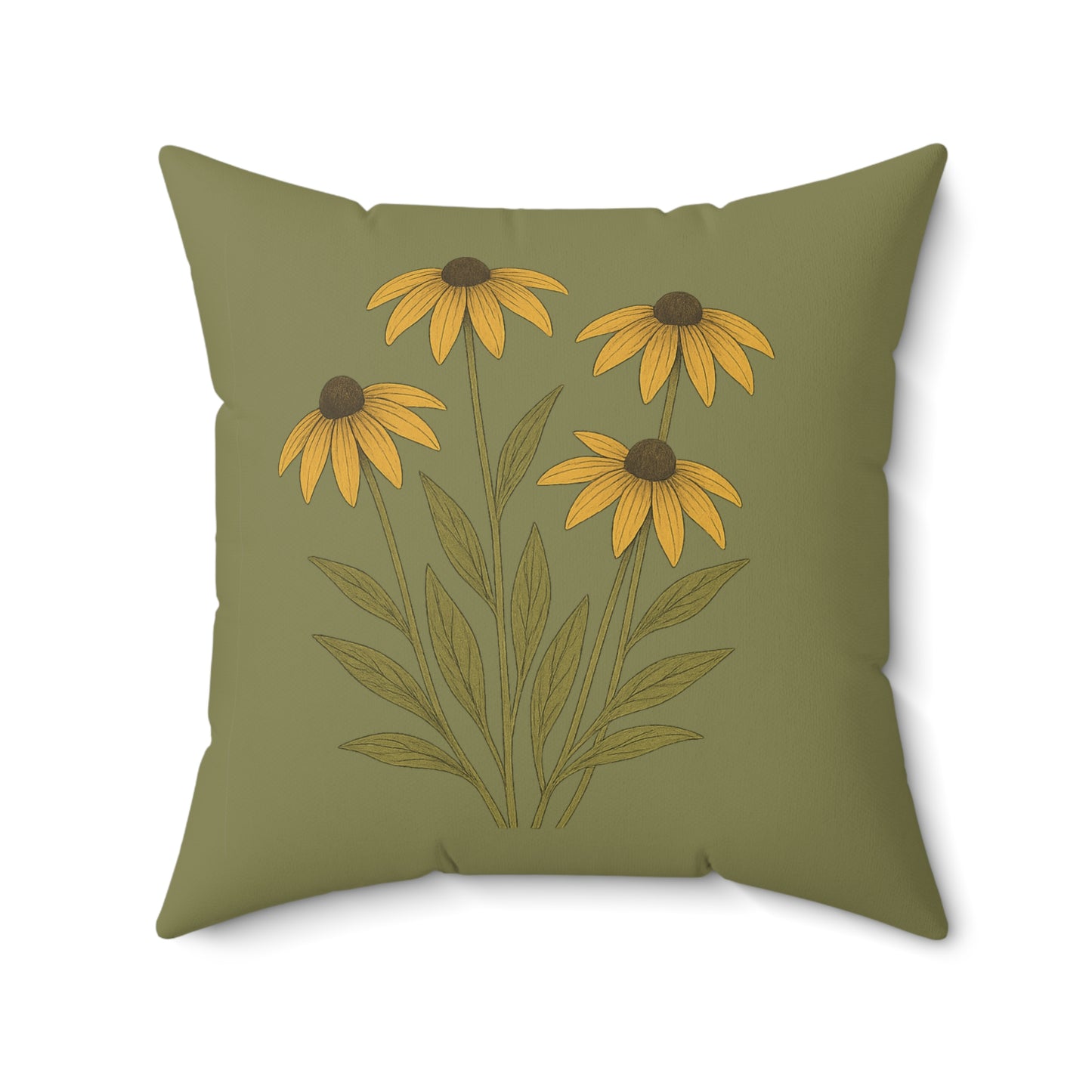 Wildflower Sage Square Pillow for Home Decor, Floral Accent Cushion, Decorative Throw Pillow Set, Red and White Flowers, Spun Polyester