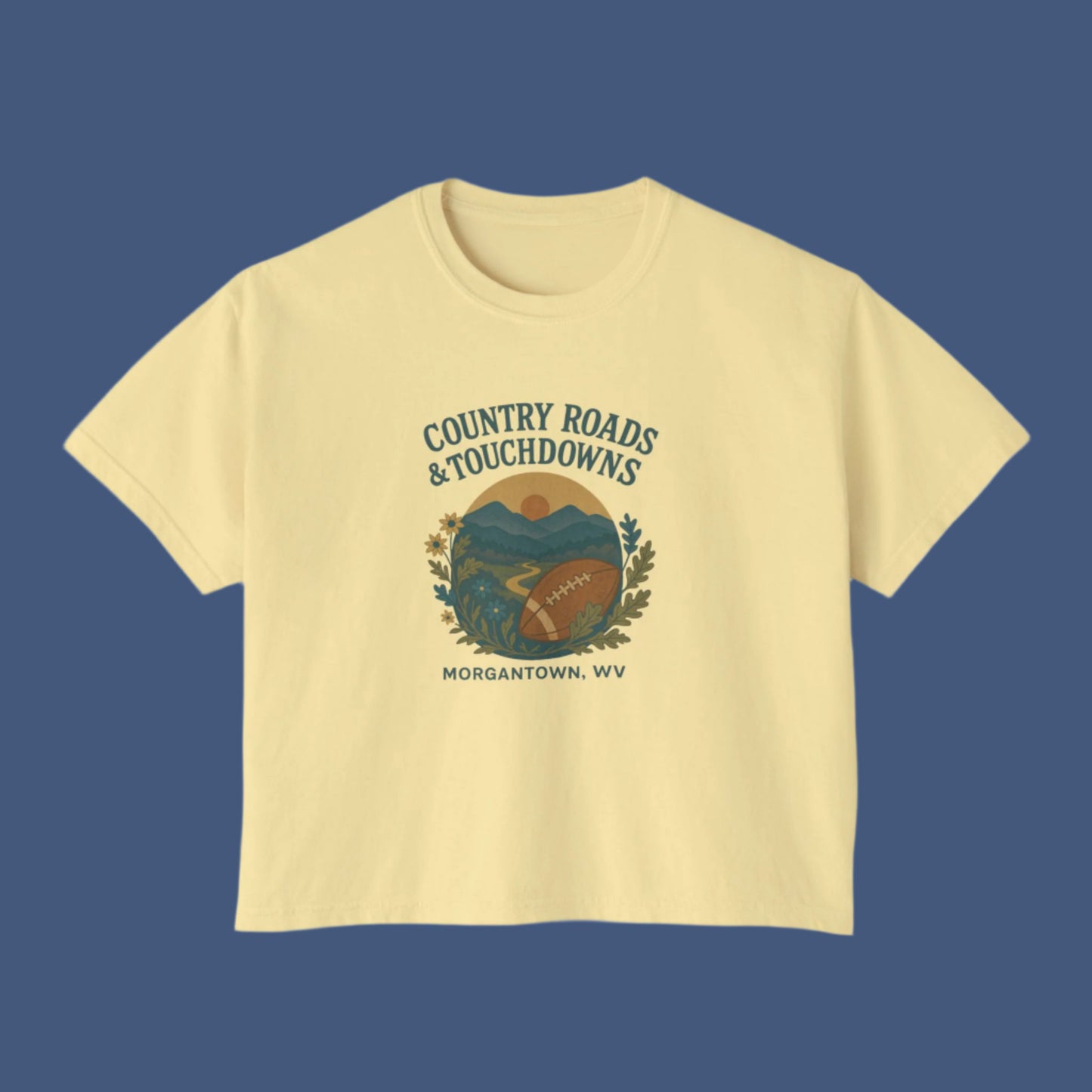 Cropped Tee, West Virginia Gameday Shirt, Game Day T-Shirt, Boxy Fit Top