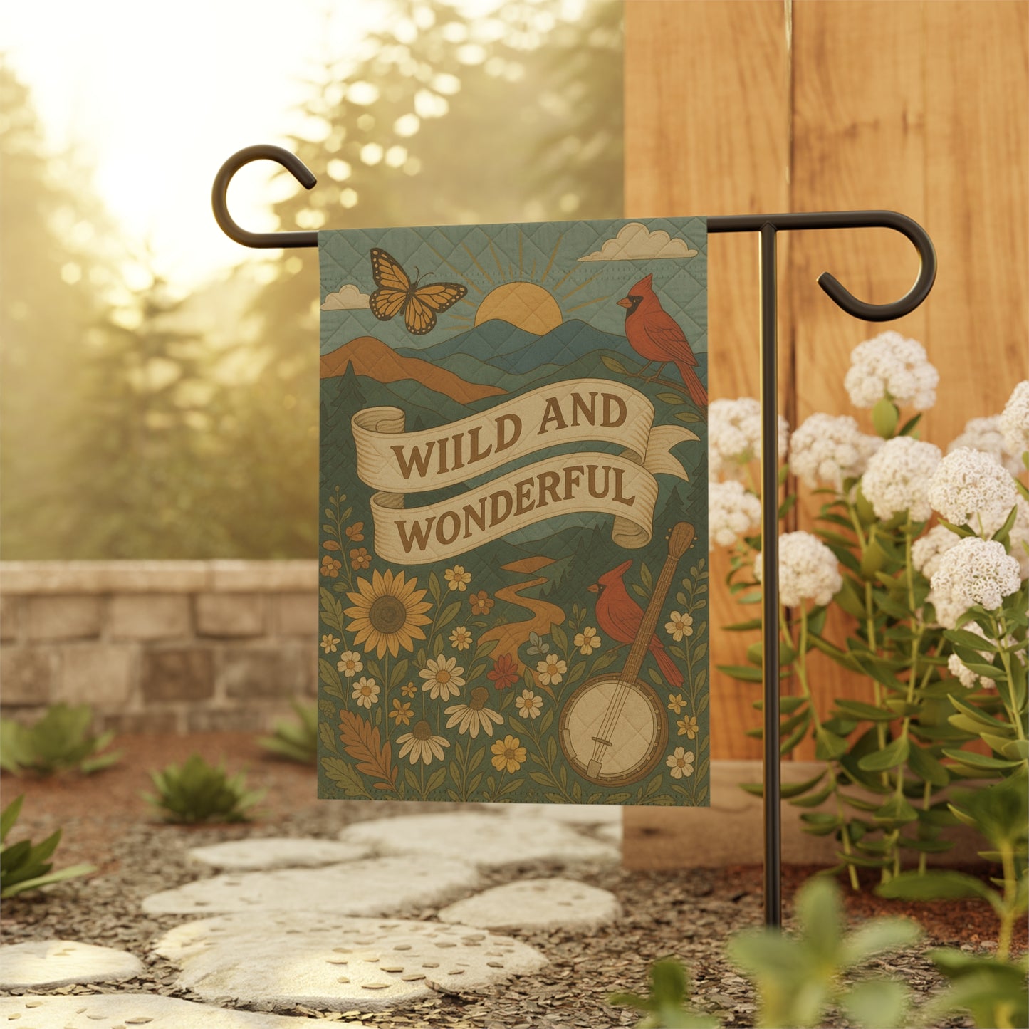 Wild and Wonderful Garden Flag, Boho Outdoor Banner, Rustic Home Decor, Nature Lover Gift, Spring/Summer Decoration, Garden Art