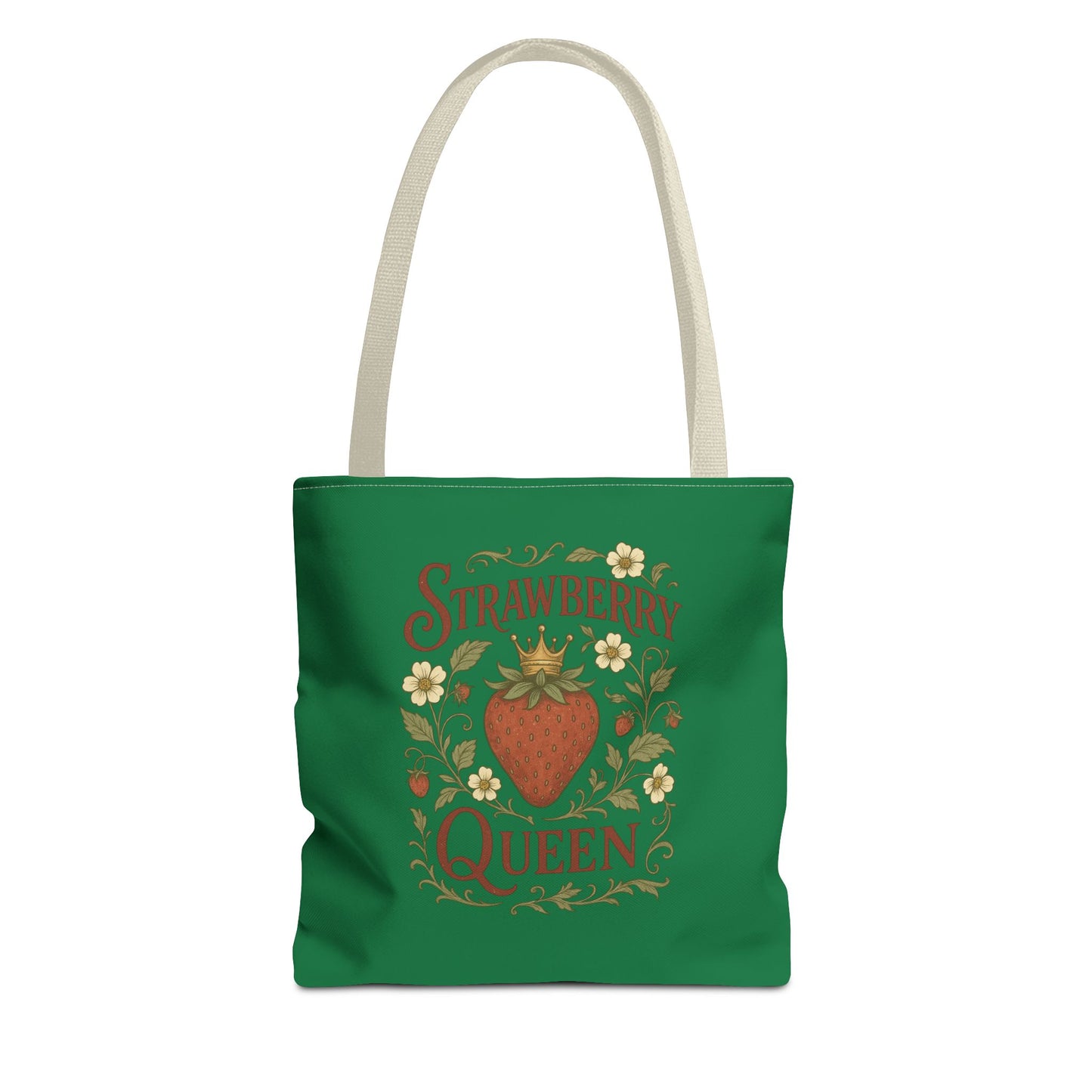 Strawberry Queen Tote Bag, Floral Reusable Shopping Bag, Eco-Friendly Gift, Summer Accessory, Farmer's Market Essential