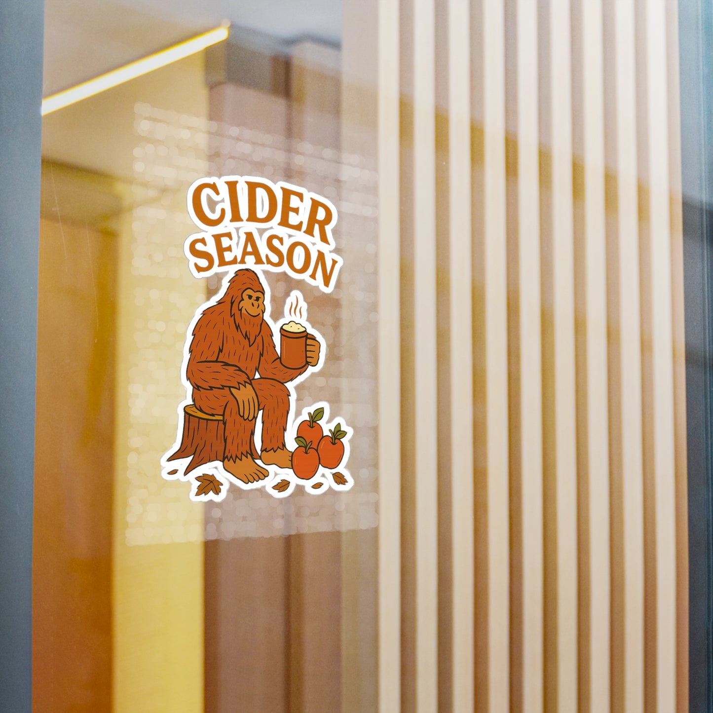 Cider Season Big Foot Sticker – Sasquatch Yeti Cryptid Vinyl Decal