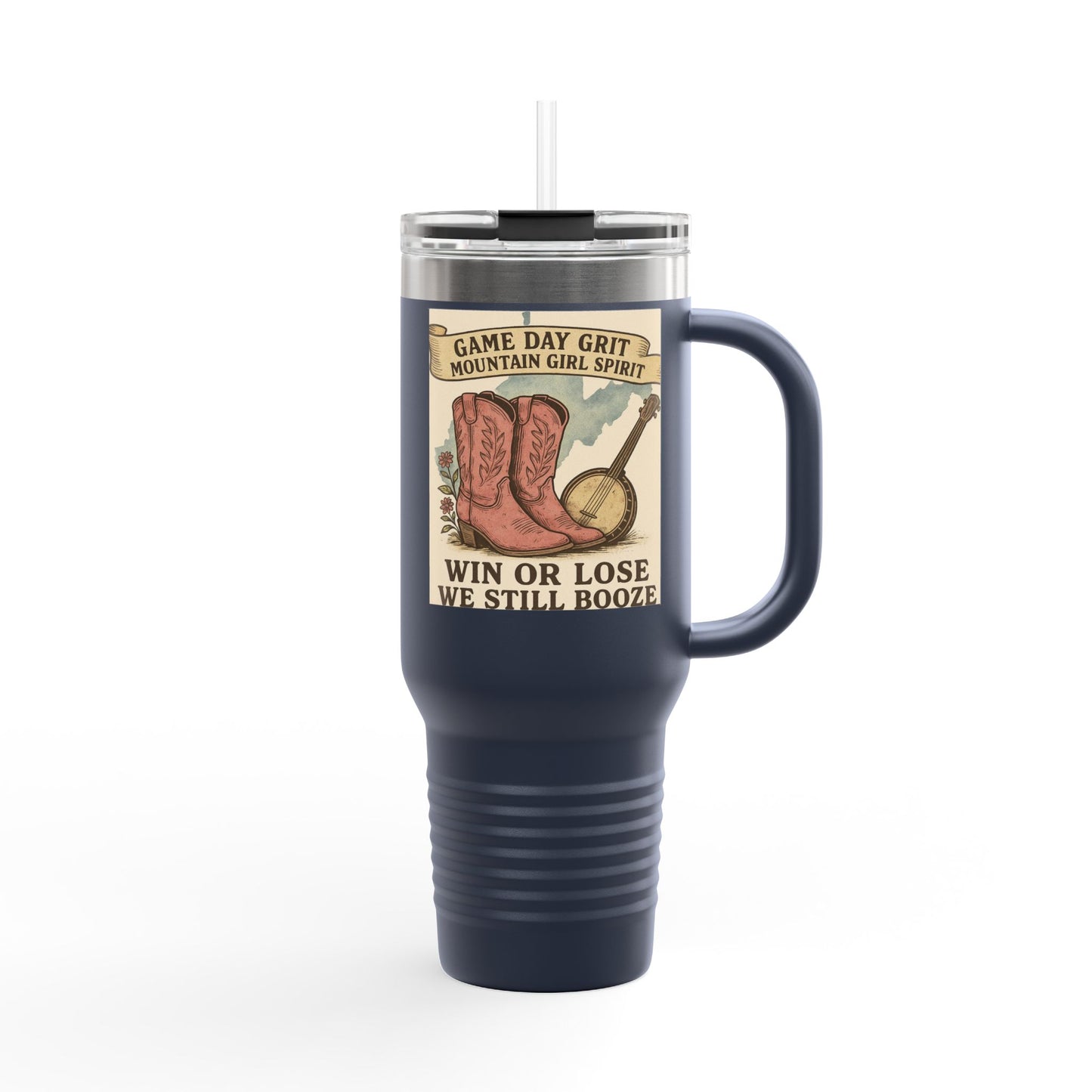 Mountaineer Game day Insulated Travel Mug, 40oz | Travel Coffee Cup, Custom Tumbler, WVU Lover Gift, Tailgating Hydration, Adventure