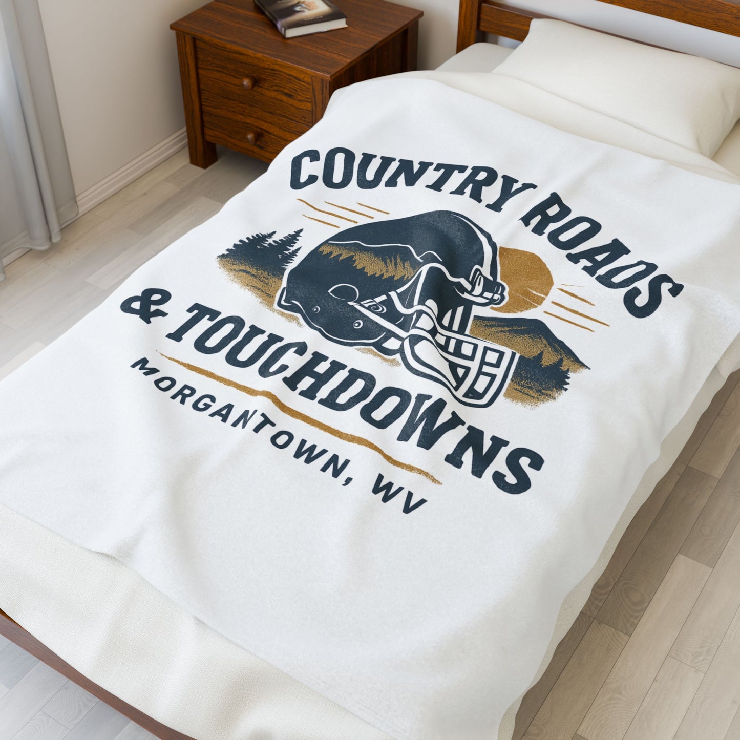 Football-Themed Velveteen Plush Blanket, Cozy Gift for Sports Fans, Country Roads & Touchdowns Decor, Perfect for Tailgating, Game Night