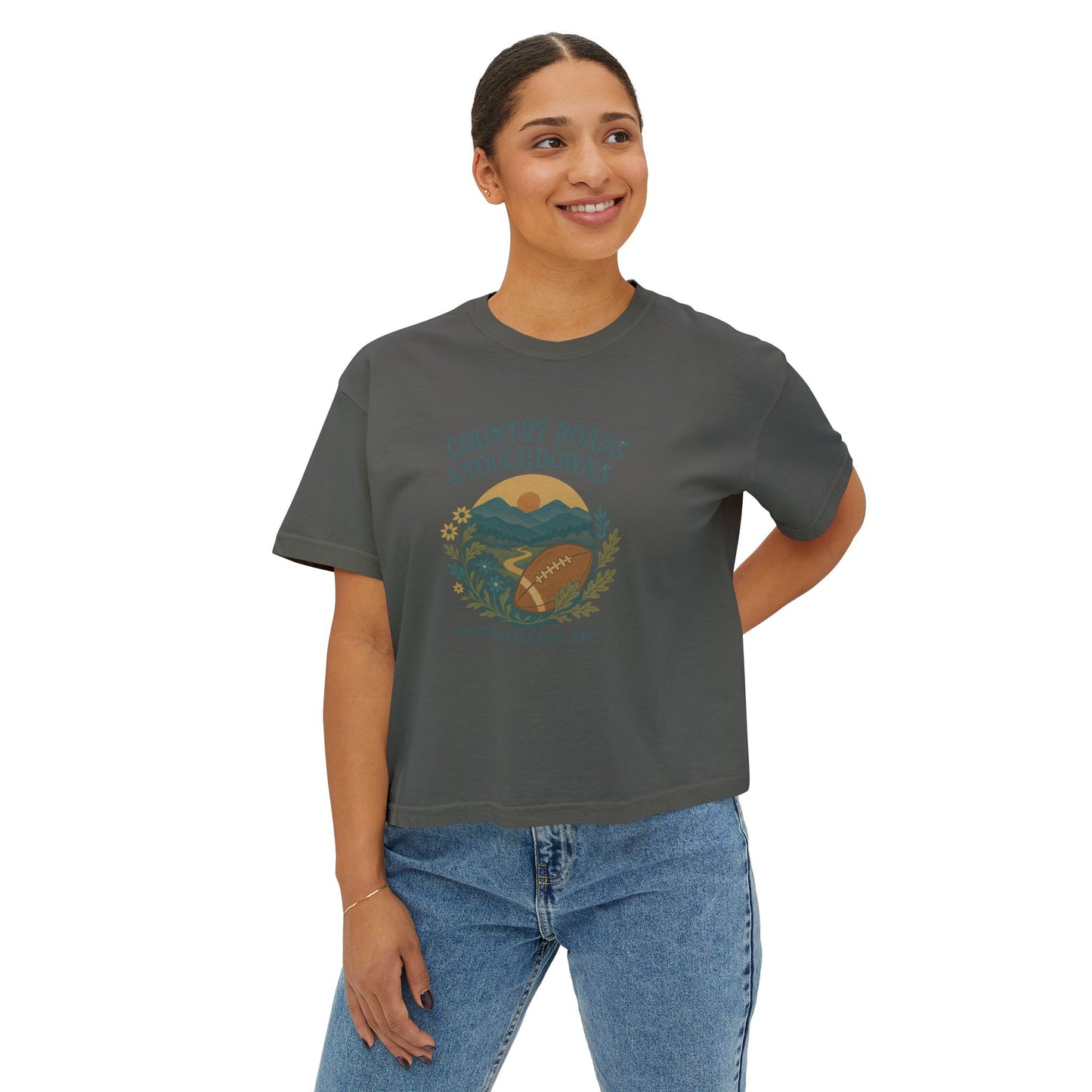 Cropped Tee, West Virginia Gameday Shirt, Game Day T-Shirt, Boxy Fit Top