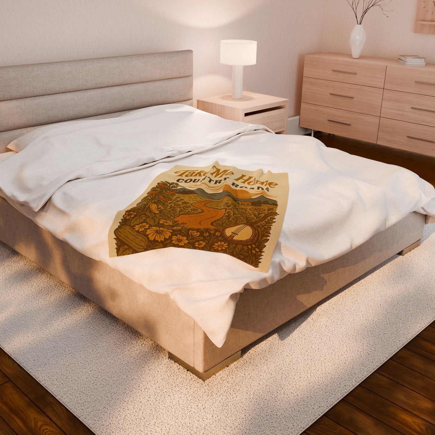 ποΈ Country Roads Plush Blanket β Cozy Gold-Toned Country Comfort πΎπ§‘