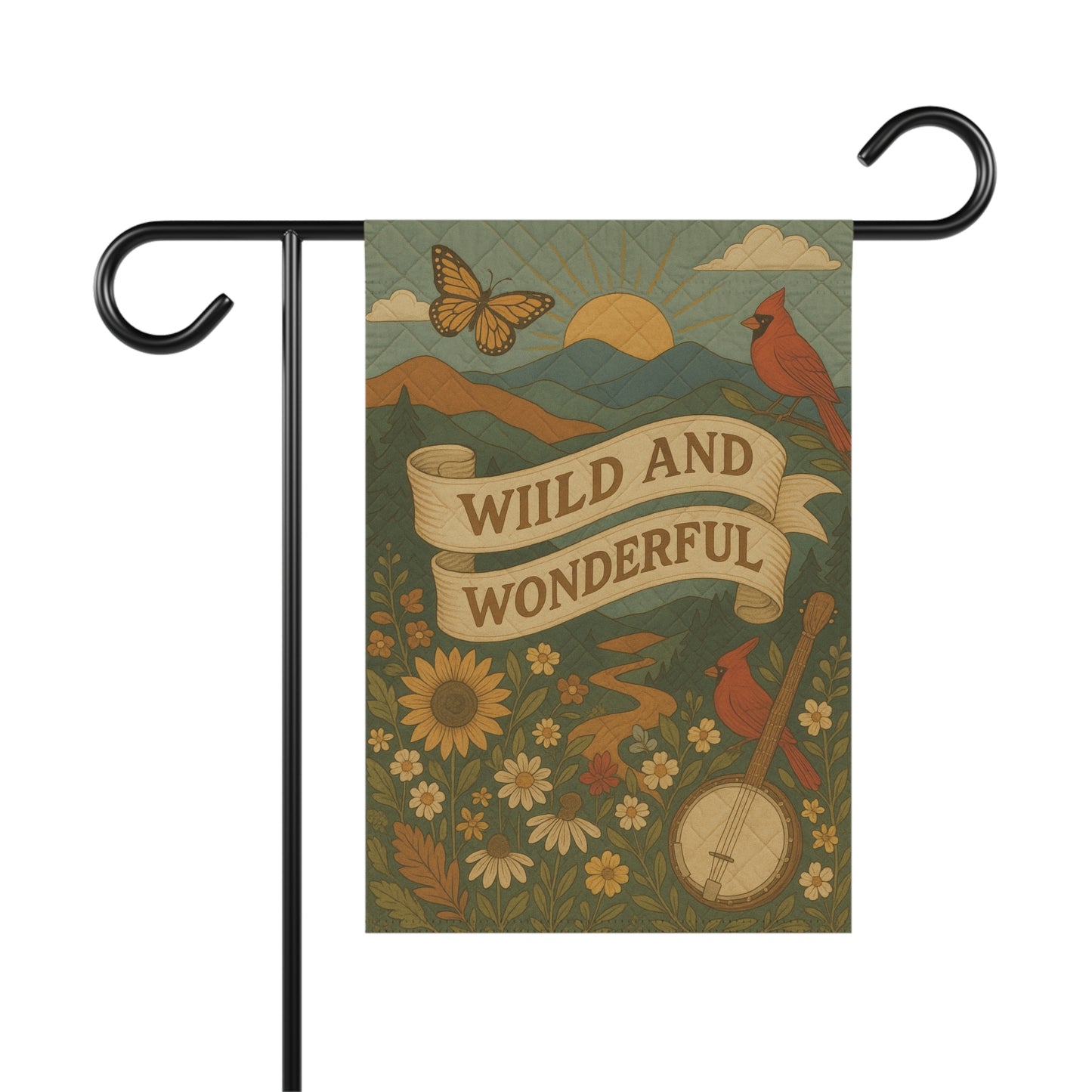 Wild and Wonderful Garden Flag, Boho Outdoor Banner, Rustic Home Decor, Nature Lover Gift, Spring/Summer Decoration, Garden Art