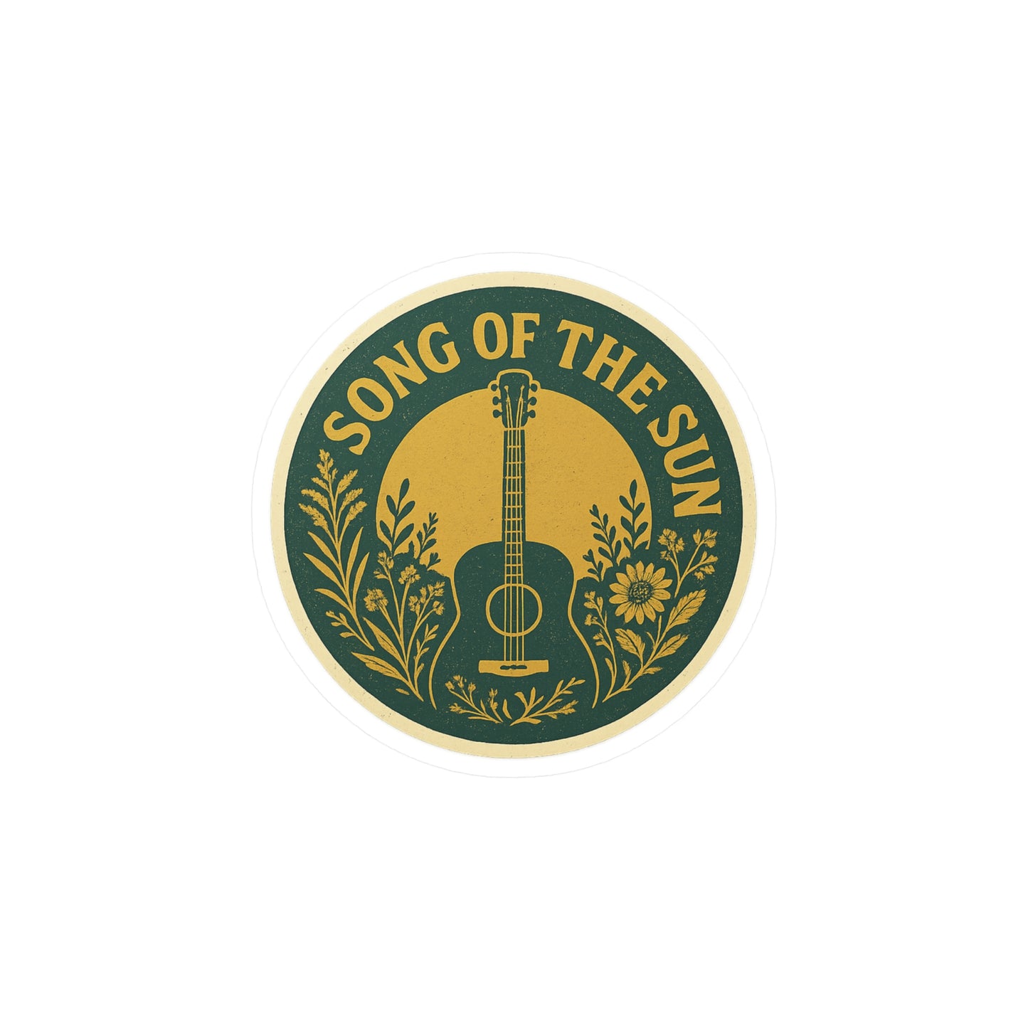 Vinyl Decal Sticker, Guitar Sun Flowers Song of the Sun Collection, Music Decal, Boho Sticker, Laptop Decal, Car Decal, Hippie Decal, Window