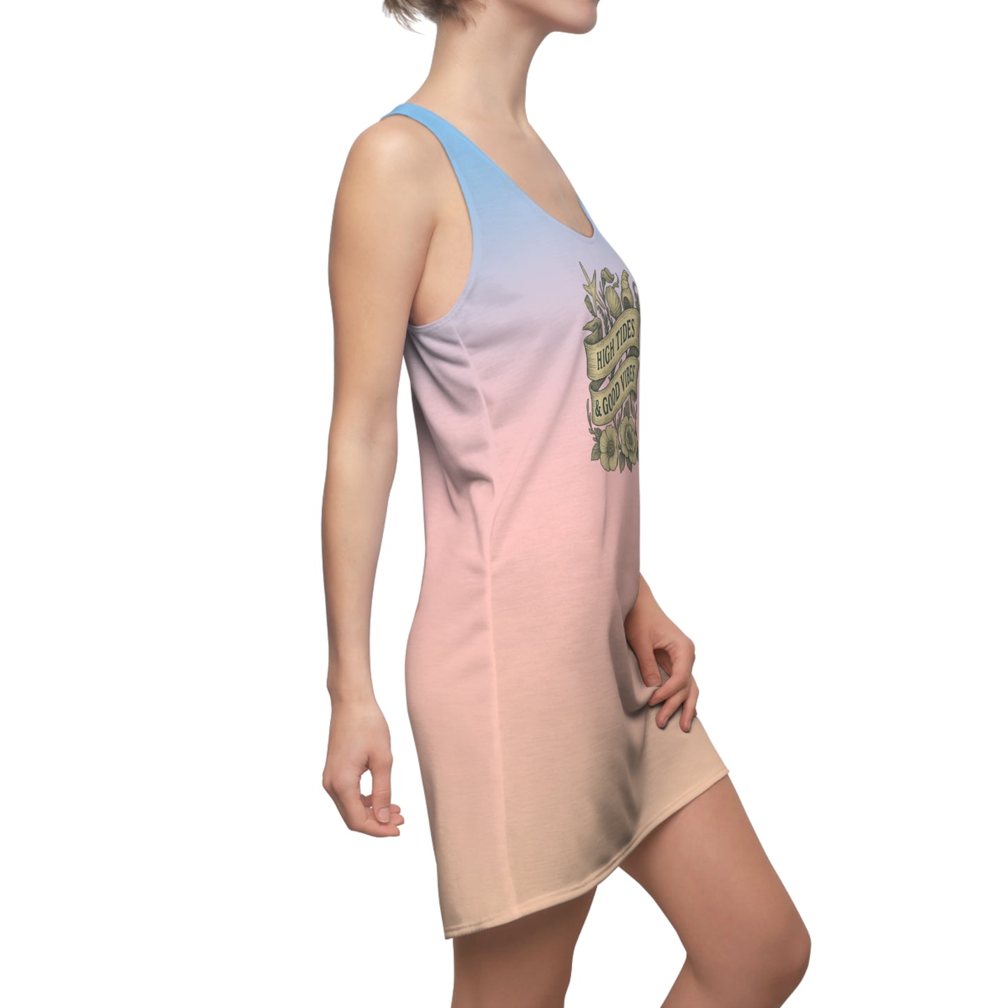 High Tides & Good Vibes Women's Racerback Dress, Summer Dress, Beachwear, Vacation Outfit, Casual Wear, Gift for Her