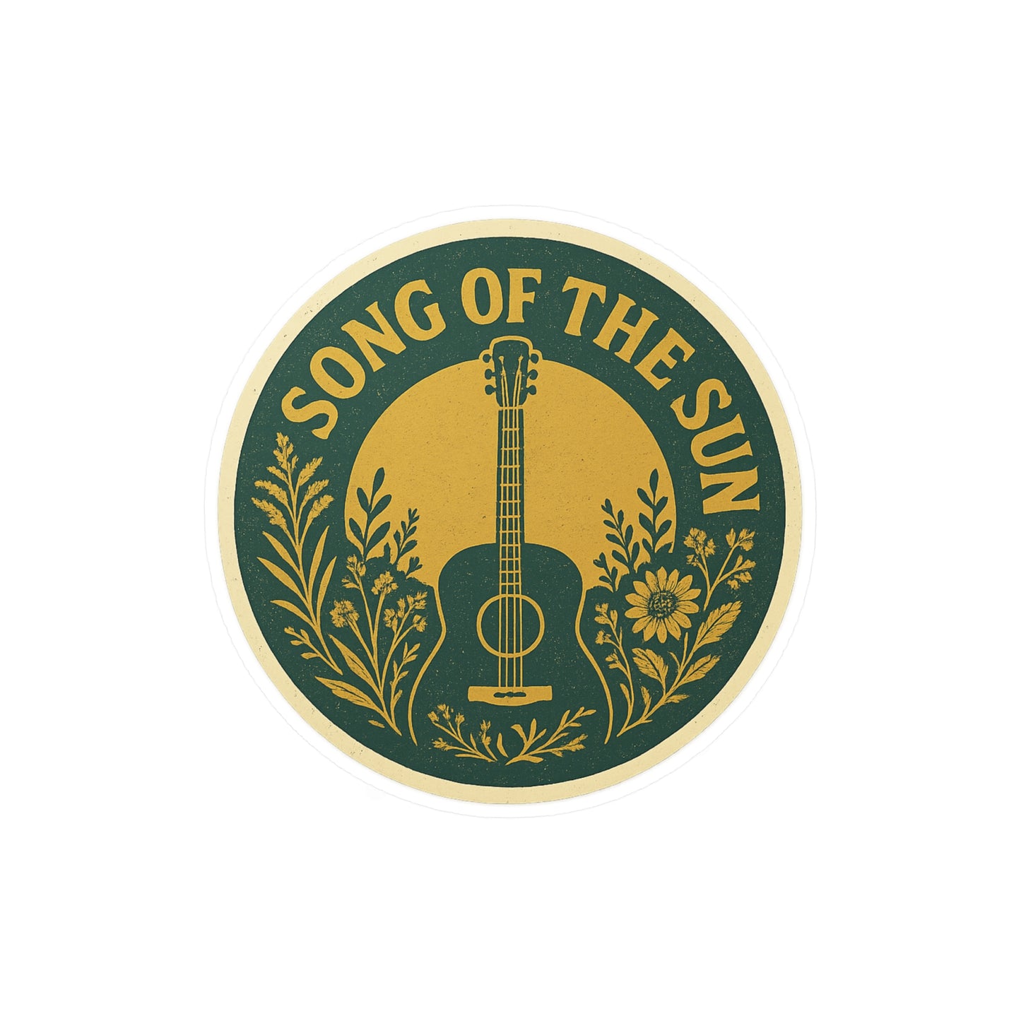 Vinyl Decal Sticker, Guitar Sun Flowers Song of the Sun Collection, Music Decal, Boho Sticker, Laptop Decal, Car Decal, Hippie Decal, Window