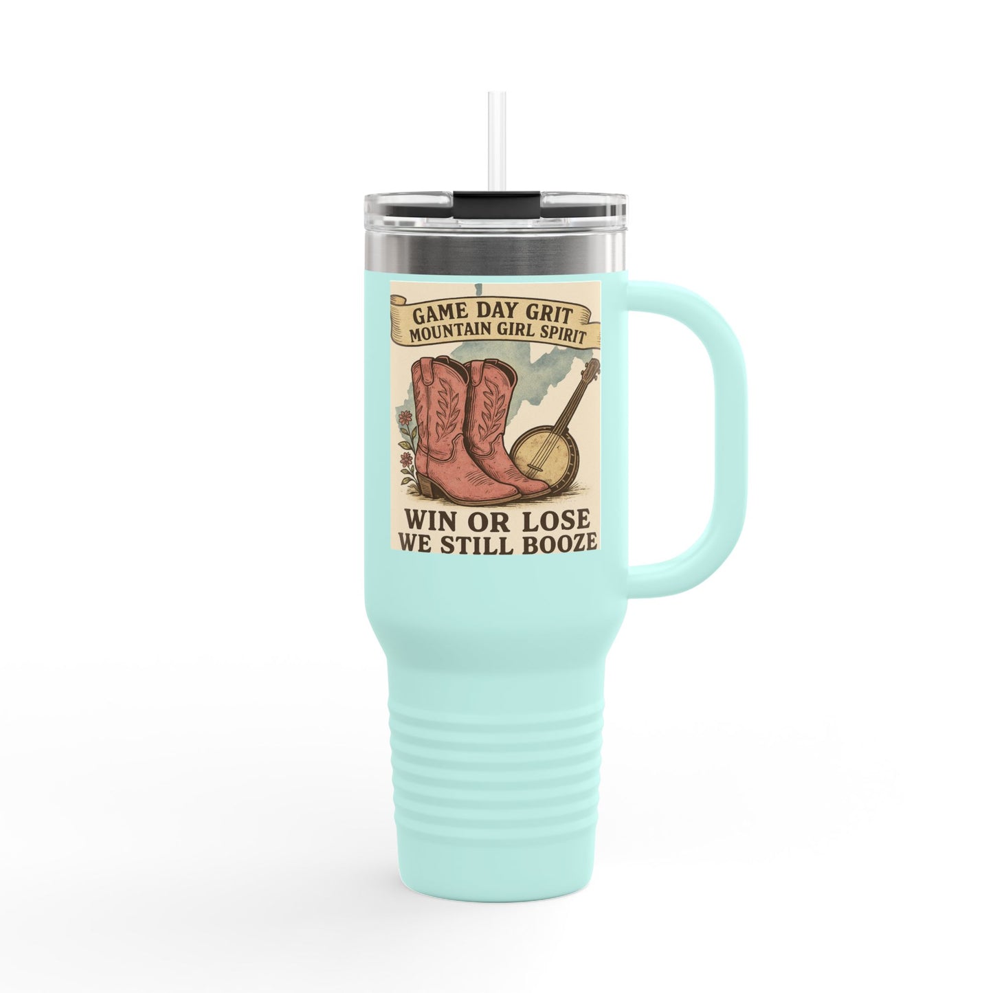 Mountaineer Game day Insulated Travel Mug, 40oz | Travel Coffee Cup, Custom Tumbler, WVU Lover Gift, Tailgating Hydration, Adventure