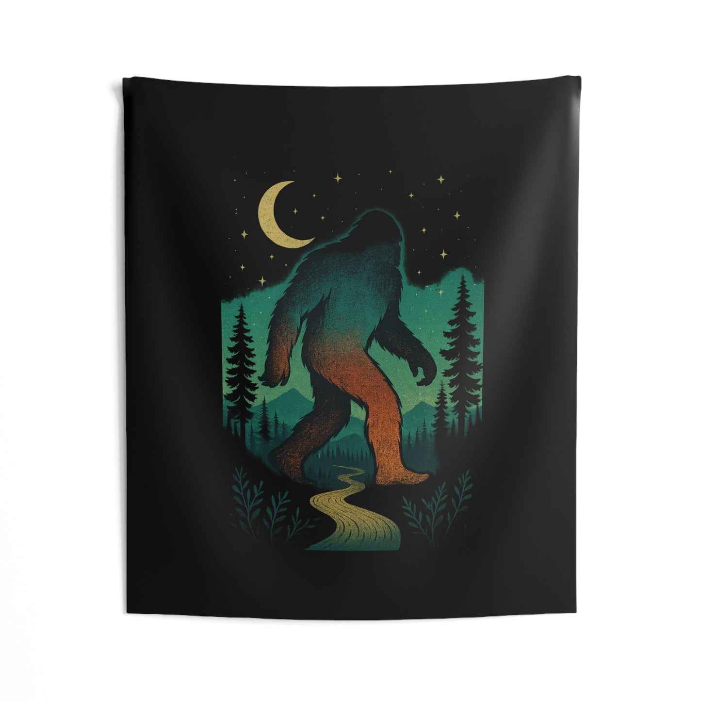 Midnight Forest Bigfoot Tapestry