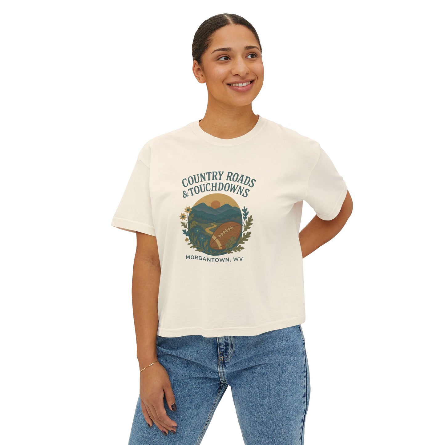 Cropped Tee, West Virginia Gameday Shirt, Game Day T-Shirt, Boxy Fit Top