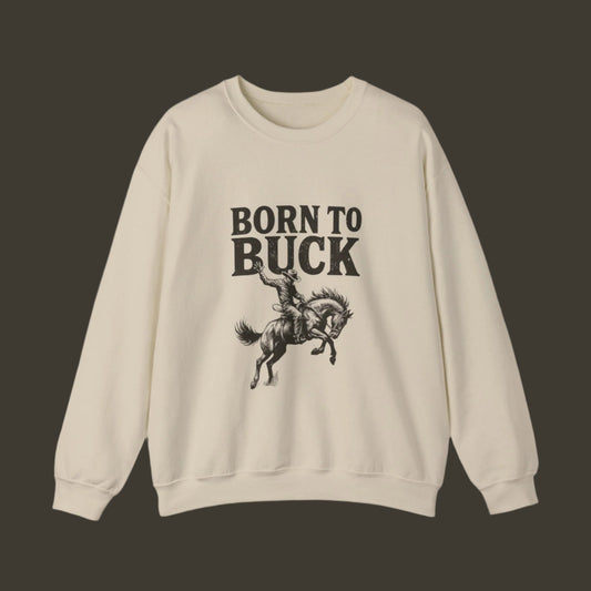 Unisex Heavy Blend™ Crewneck Sweatshirt - Vintage Chic Graphic Design- Rodeo, Born to Buck
