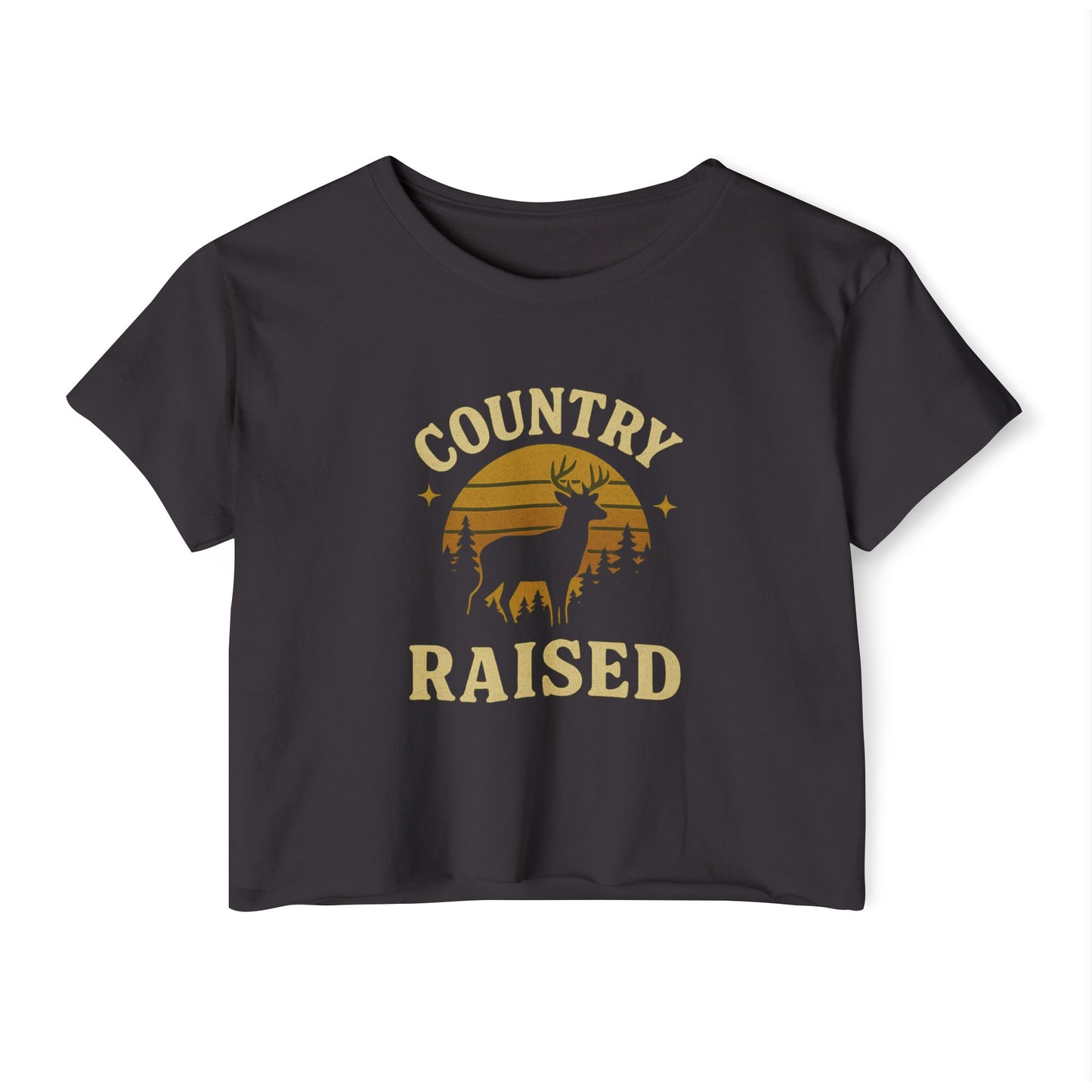 Country Raised Women's Crop Top - Music Festival Clothing, Boho Style Shirt, Summer Concert Apparel, Western Theme Tank Top, Cowgirl Crop