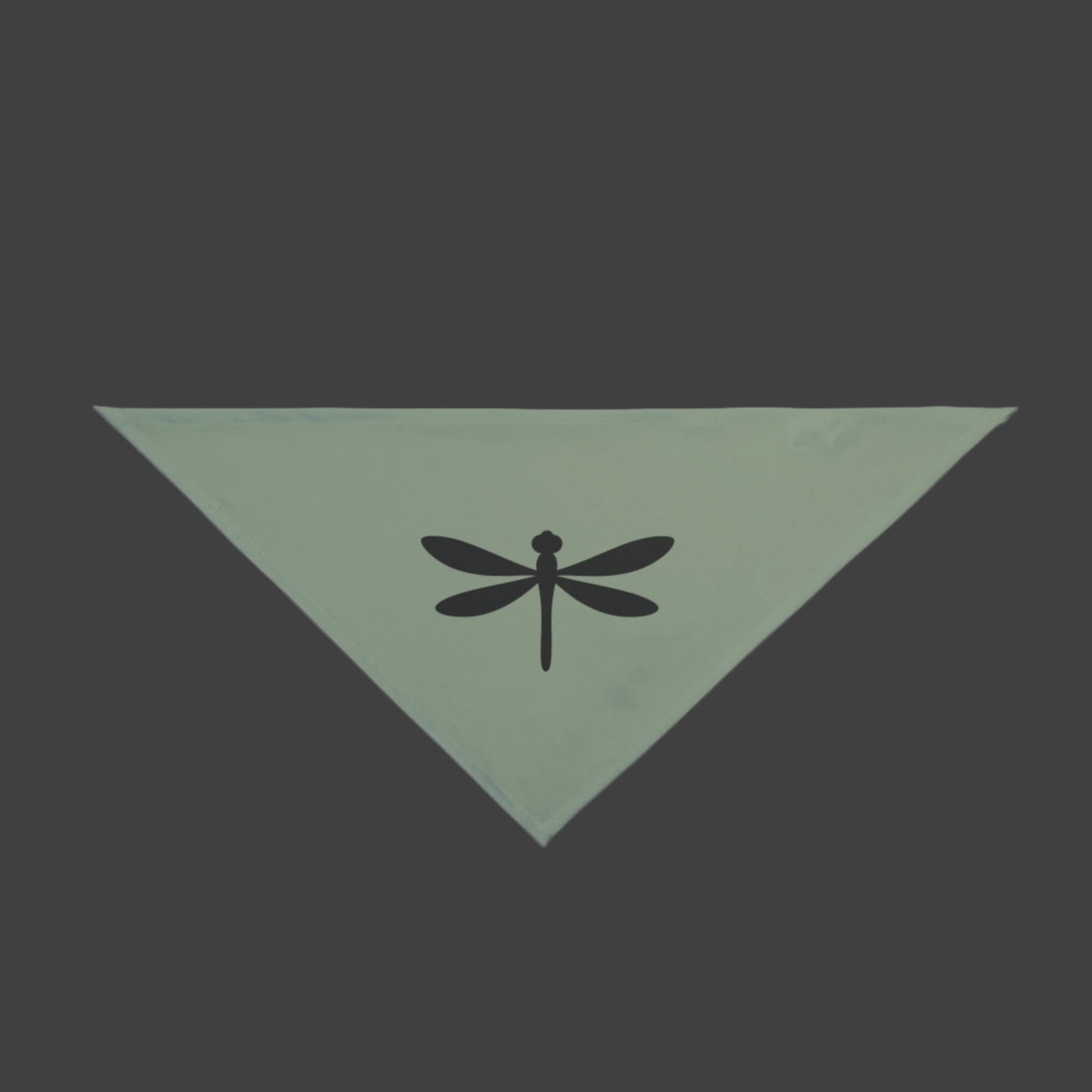 Green bandana with a black dragonfly design on a white background