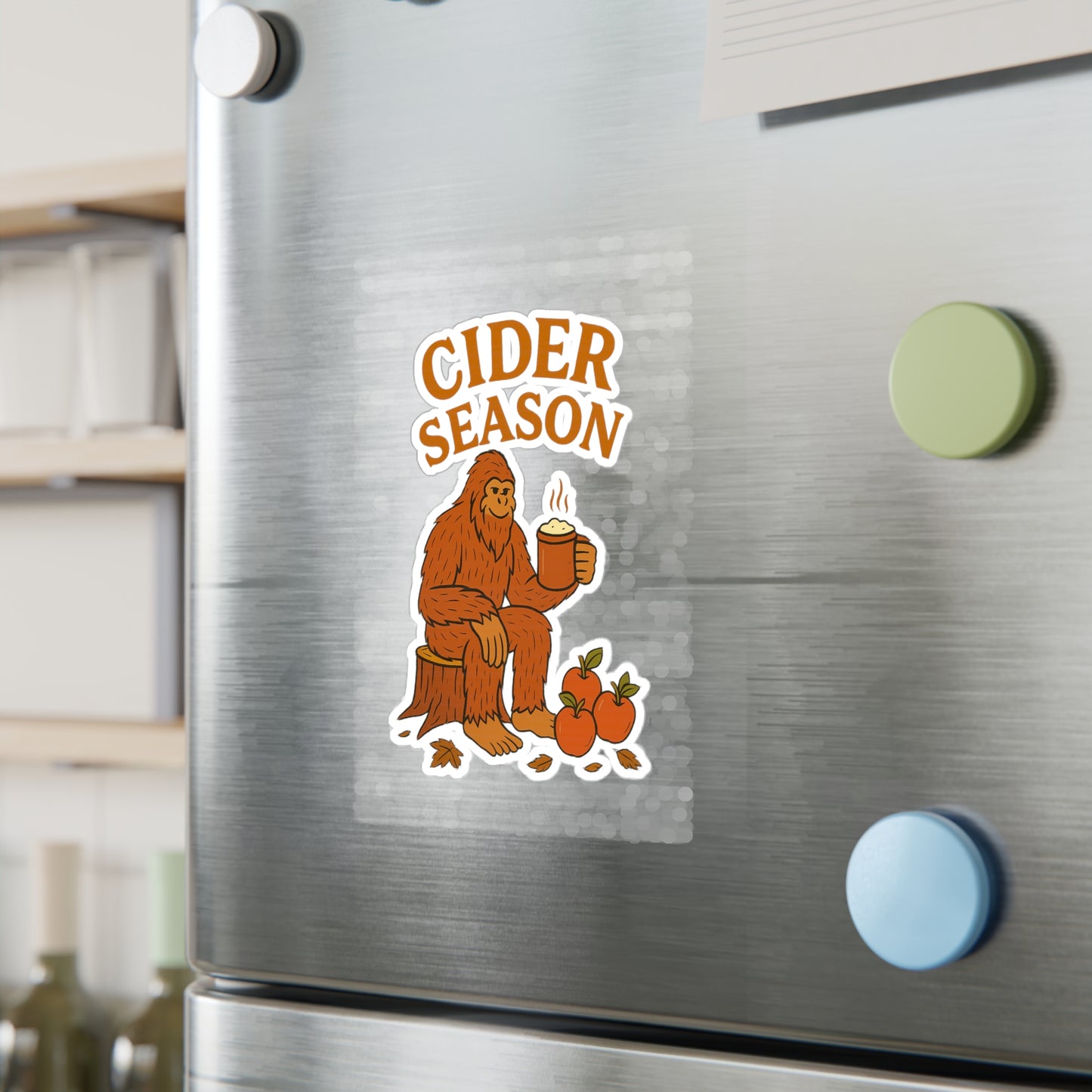 Cider Season Big Foot Sticker – Sasquatch Yeti Cryptid Vinyl Decal