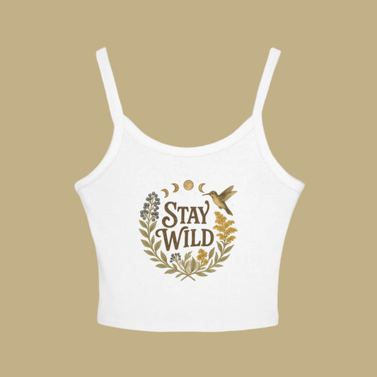 Stay Wild Women's Spaghetti Strap Tank Top | Boho Crop Top, Summer Outfit, Nature Lover Gift, Festival Wear, Casual Comfort