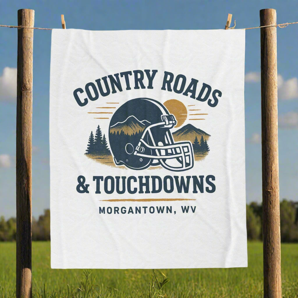 Football-Themed Velveteen Plush Blanket, Cozy Gift for Sports Fans, Country Roads & Touchdowns Decor, Perfect for Tailgating, Game Night