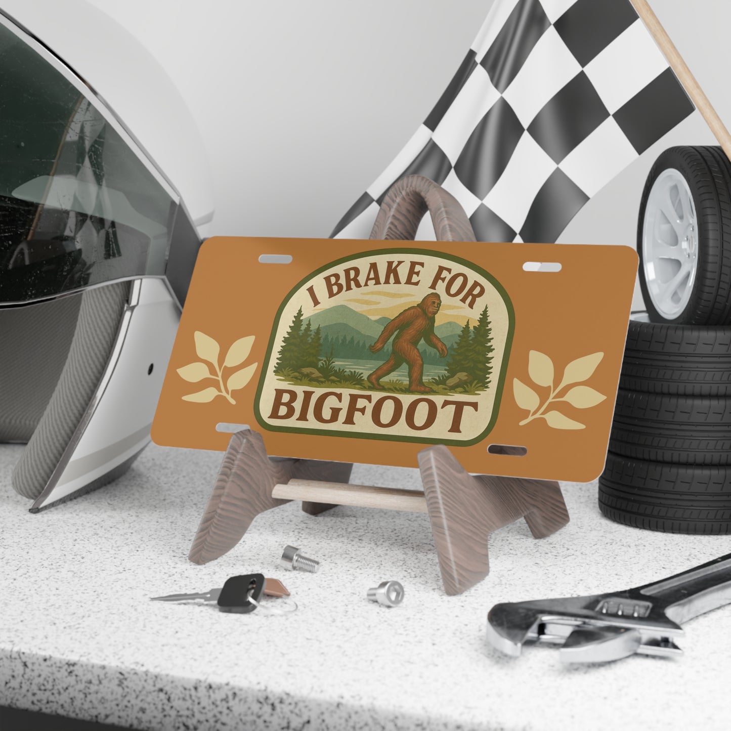 I Brake for Bigfoot License Plate, Fun Car Decor, Sasquatch Lover Gift, Unique Vanity Plate, Outdoor Adventure Decor