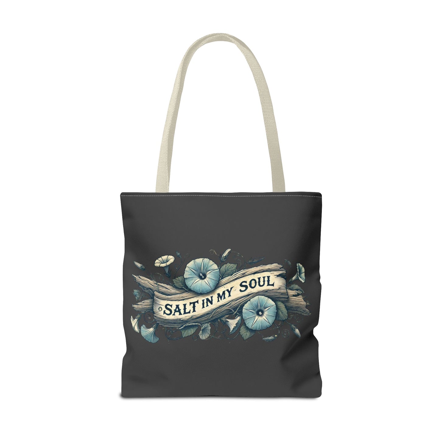 Salt in my Soul Faded Morning Glory and Driftwood Beach Bag - Tote Bag, Shoulder Bag, Shopping Bag, Beach Tote, Summer Bag
