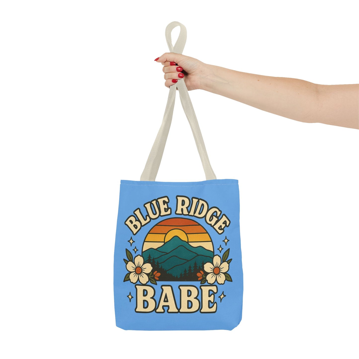 Colorful Blue Ridge Babe Beach Tote Bag, River Lake Ocean Summer Travel Bag, Weekend Getaway Shoulder Purse, Gift for Beach Lover, Boho Chic