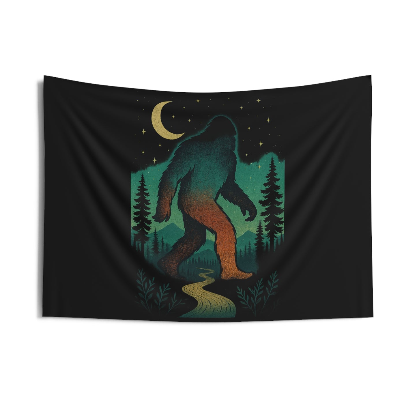 Midnight Forest Bigfoot Tapestry