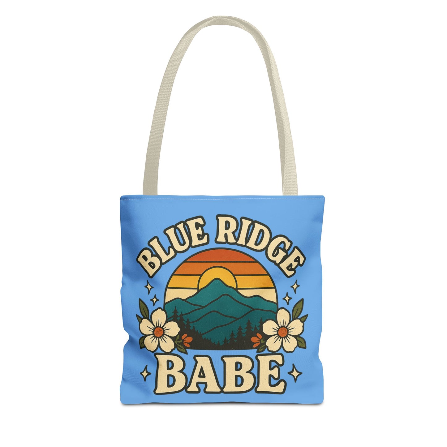 Colorful Blue Ridge Babe Beach Tote Bag, River Lake Ocean Summer Travel Bag, Weekend Getaway Shoulder Purse, Gift for Beach Lover, Boho Chic