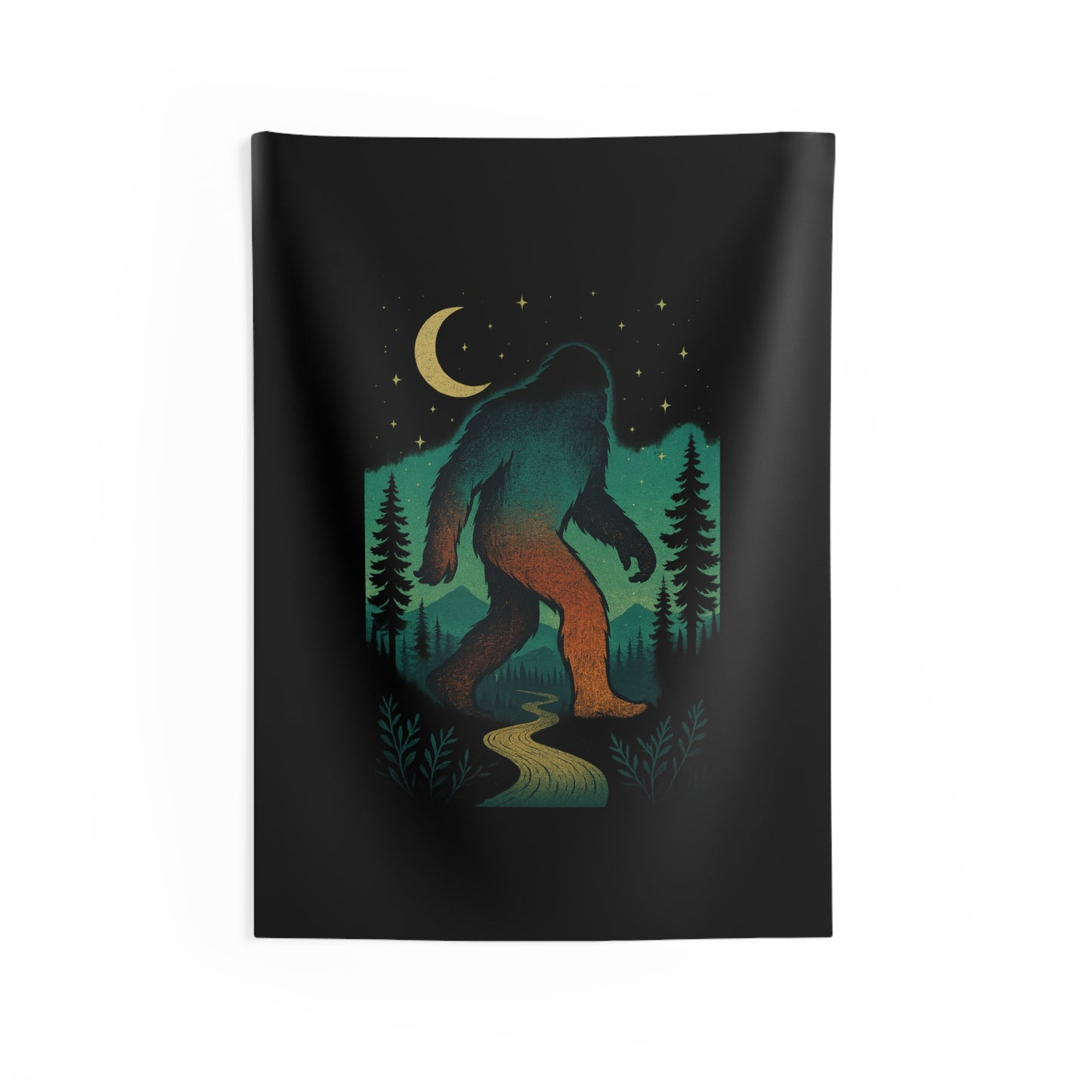 Midnight Forest Bigfoot Tapestry