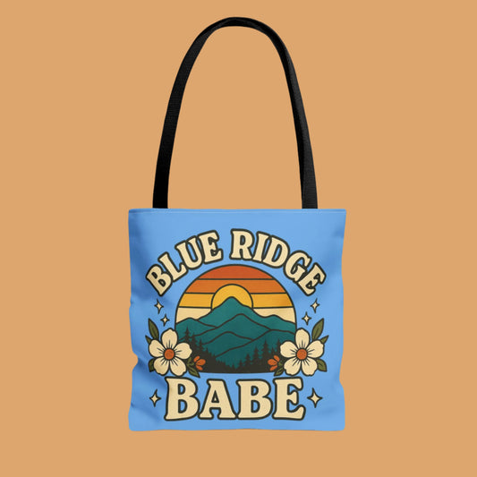 Colorful Blue Ridge Babe Beach Tote Bag, River Lake Ocean Summer Travel Bag, Weekend Getaway Shoulder Purse, Gift for Beach Lover, Boho Chic