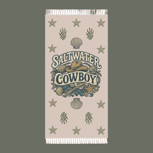 🌊 Saltwater Cowboy Boho Beach Blanket – Western Soul Meets Coastal Vibes 🐚🤠