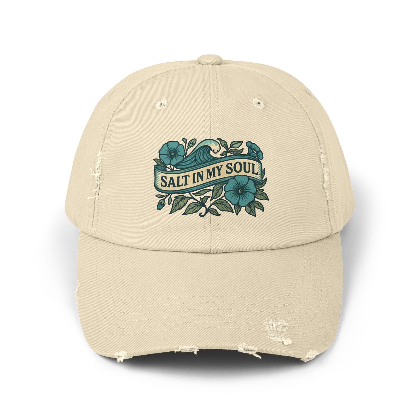 Distressed Cap, Vintage Hat, Beach Ball Cap, Retro Sun Hat, Salt in my Soul Cap, Driftwood Morning Glory Hat