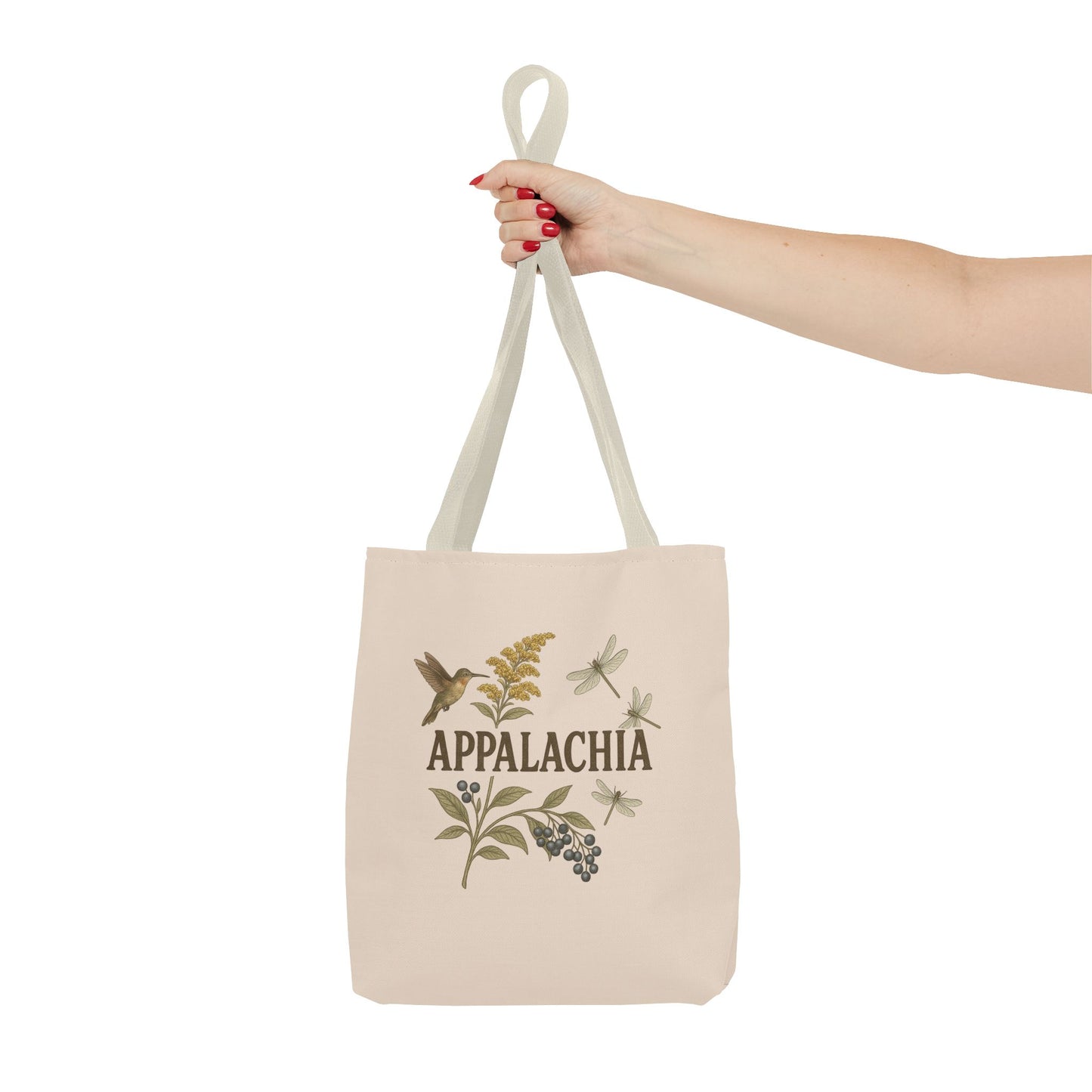 Appalachian Wildflowers Farmer's Market Tote Bag, Floral Eco-Friendly Shopping Bag, Hummingbird Reusable Grocery Bag, Nature Lover Gift,