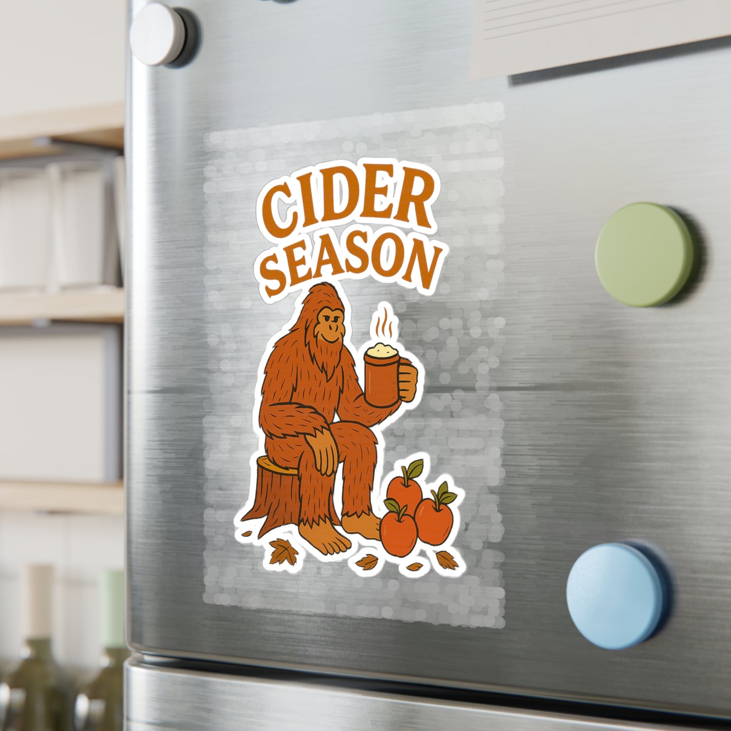 Cider Season Big Foot Sticker – Sasquatch Yeti Cryptid Vinyl Decal