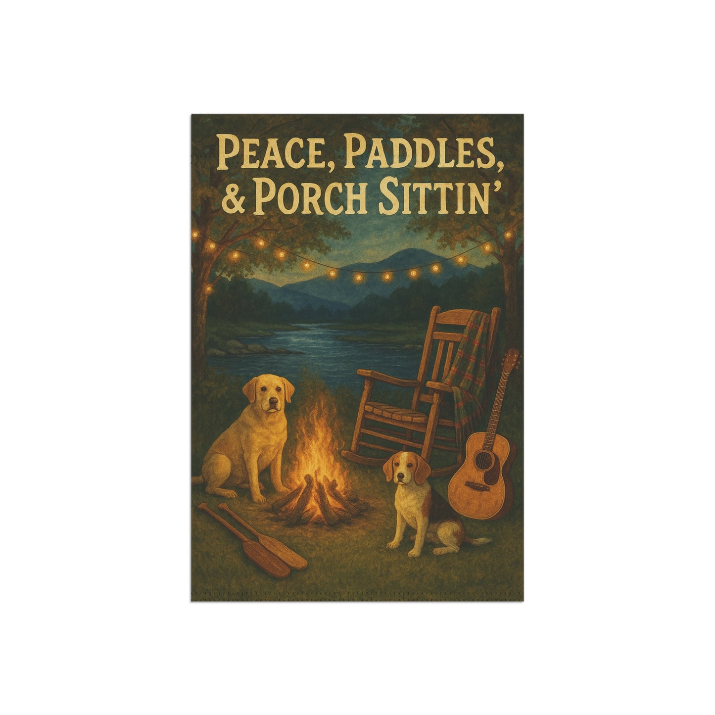 Cozy Garden Banner, Outdoor Decor, Porch Welcome Flag, Campfire Vibes, Dog Lover Gift, Summer Decor