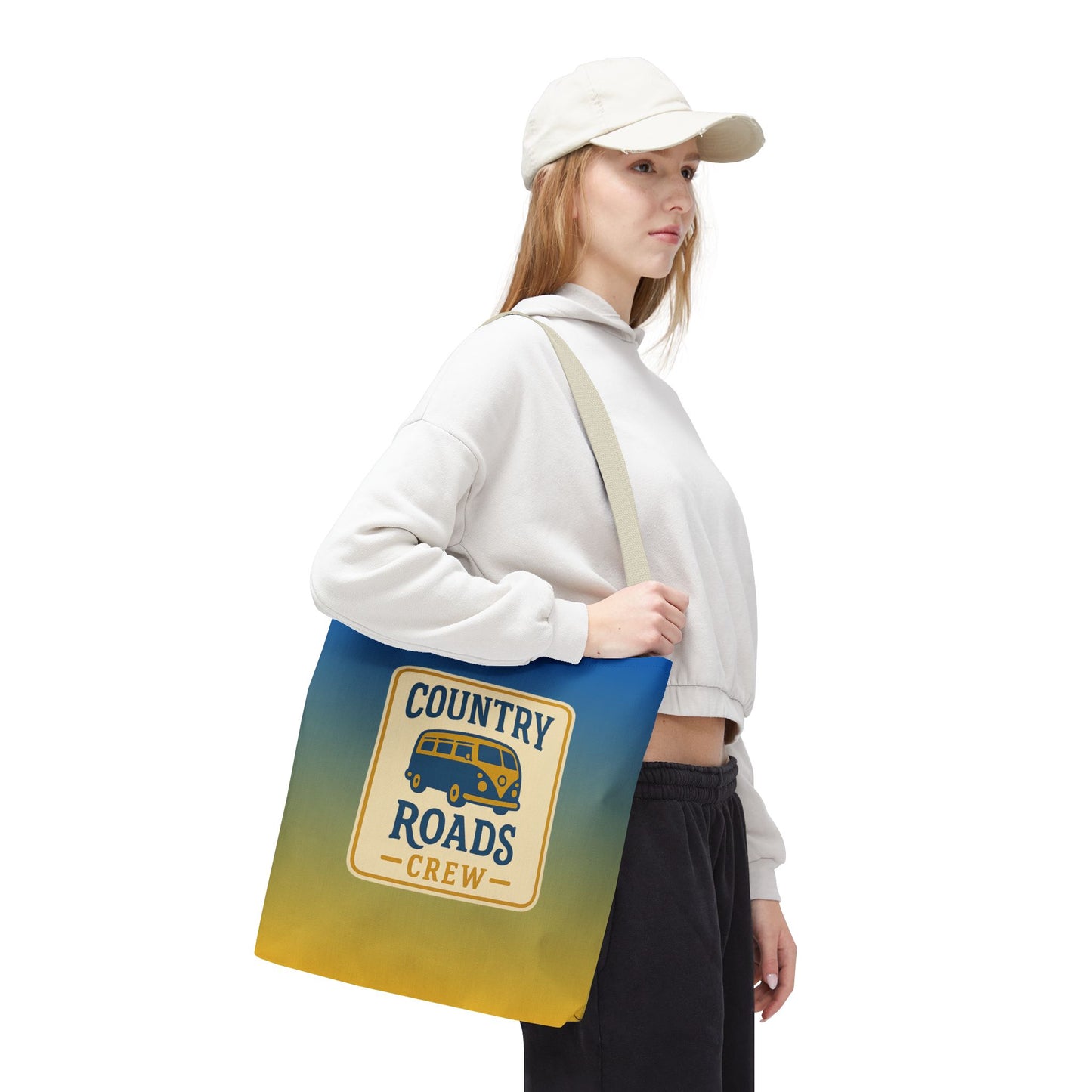 Country Roads Crew Tote Bag - Stylish Canvas Bag for Road Trips, Travel, Adventure, Vacation, Gift Idea