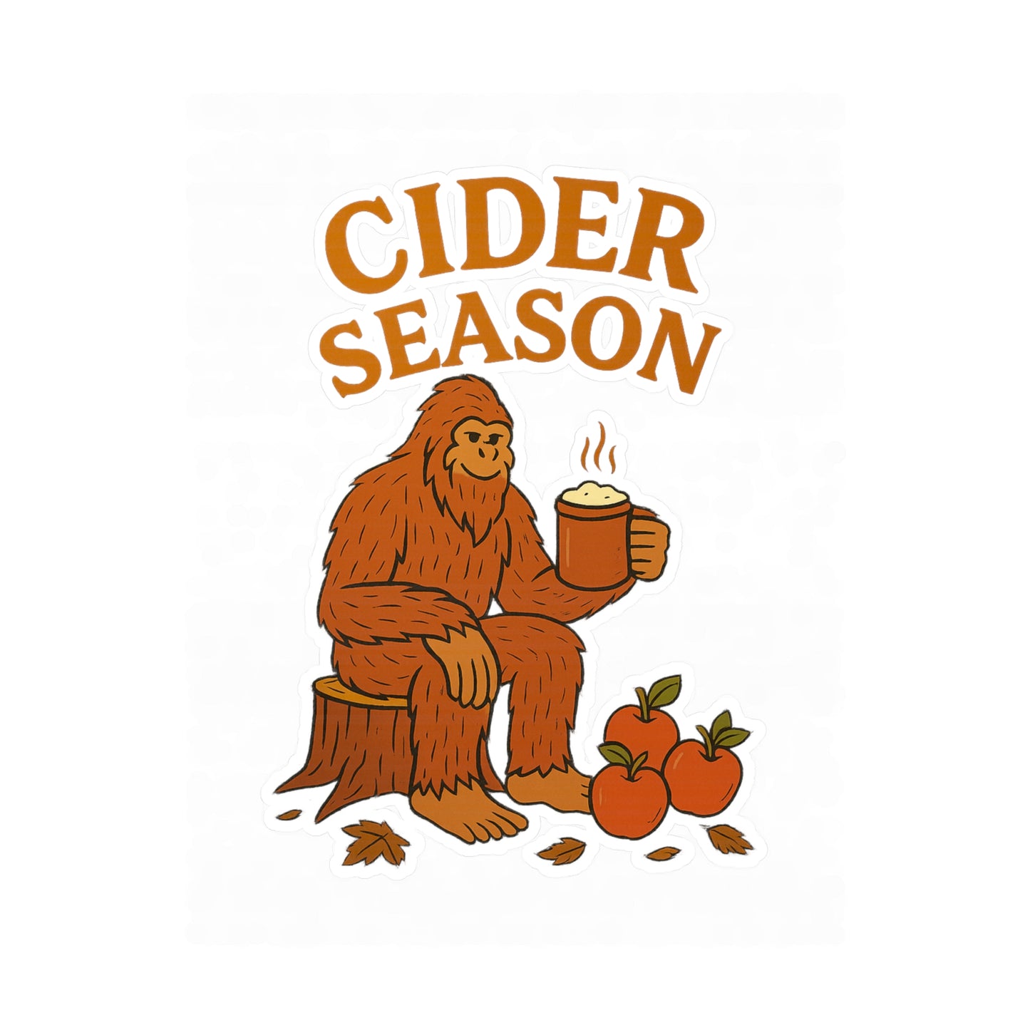 Cider Season Big Foot Sticker – Sasquatch Yeti Cryptid Vinyl Decal