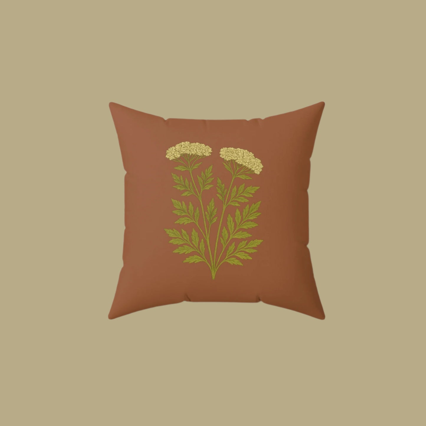 Botanical Yarrow Square Pillow, Appalachia Wildflower Cushion, Floral Throw Pillow, Nature Inspired Decor, Home Accent Pillow