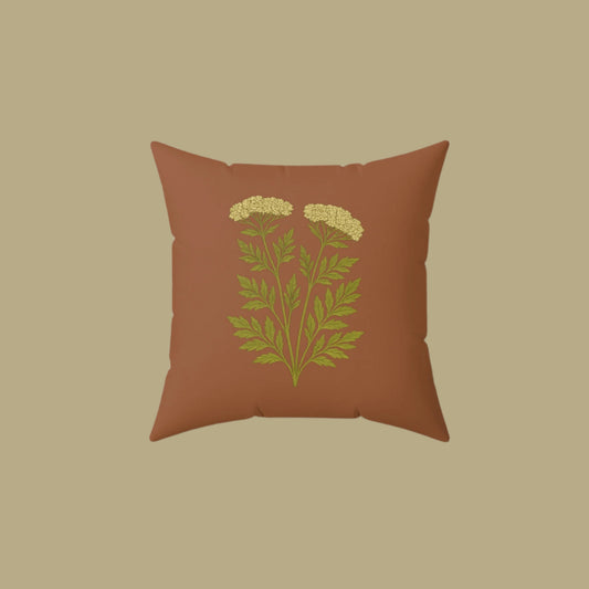 Botanical Yarrow Square Pillow, Appalachia Wildflower Cushion, Floral Throw Pillow, Nature Inspired Decor, Home Accent Pillow