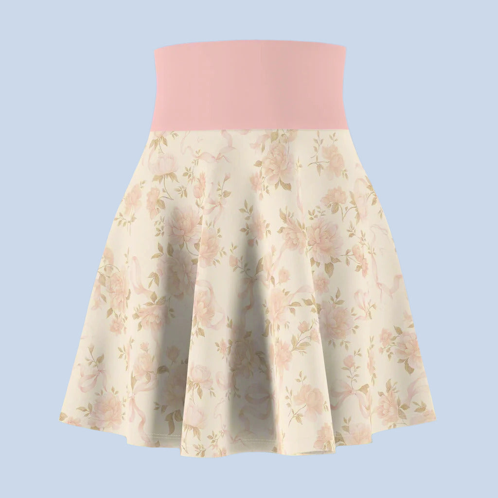 Coquette Meets Country skirt with ribbons and flowers in pale pink