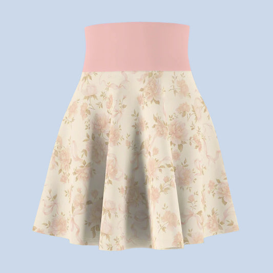 Coquette Meets Country skirt with ribbons and flowers in pale pink