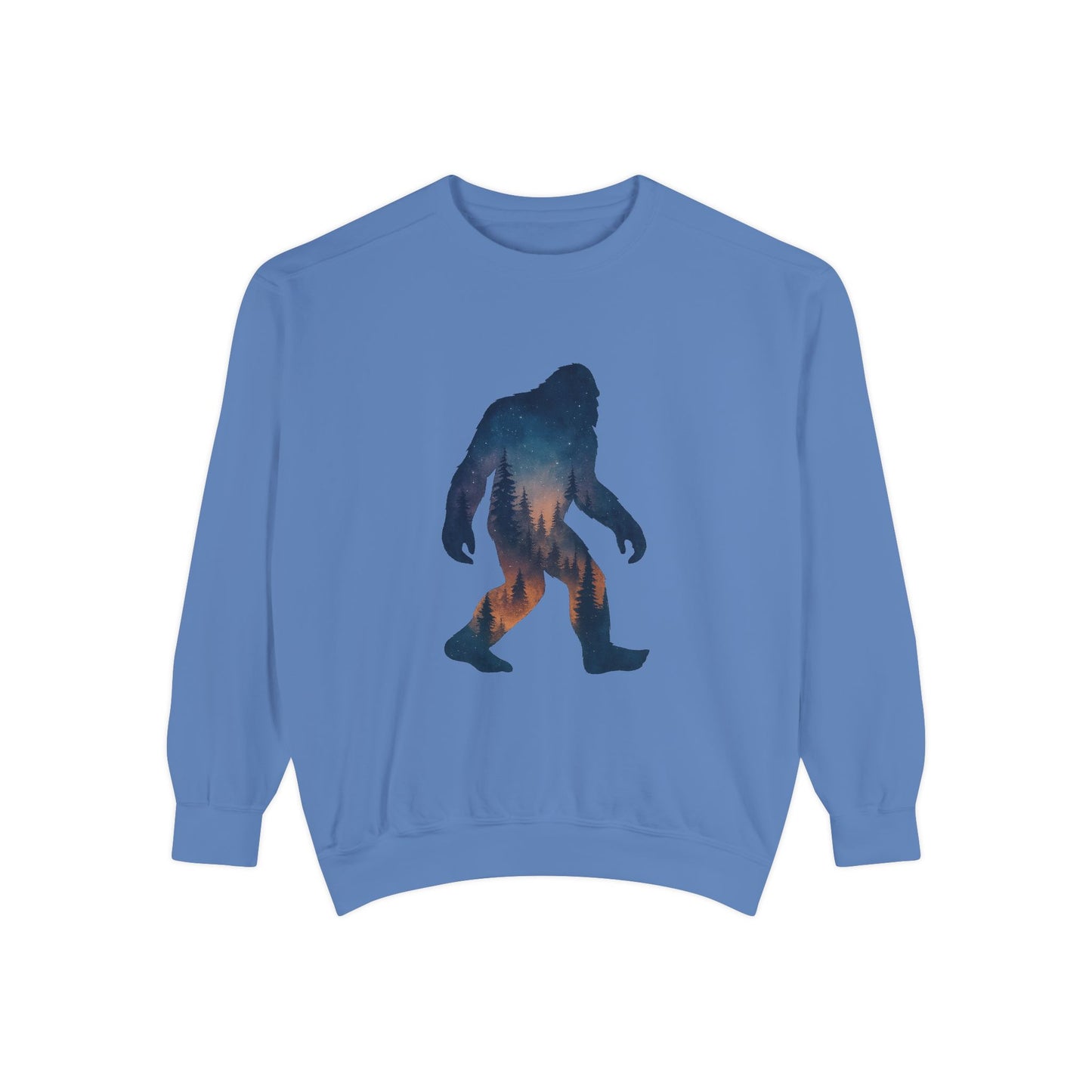 Forest Bigfoot Sweatshirt - Night Sky Unisex Garment-Dyed Crewneck