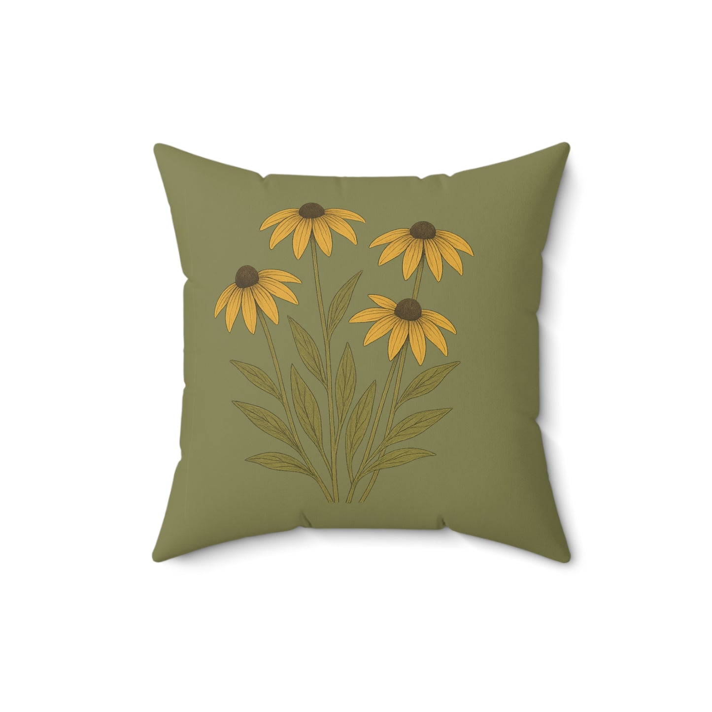 Wildflower Sage Square Pillow for Home Decor, Floral Accent Cushion, Decorative Throw Pillow Set, Red and White Flowers, Spun Polyester