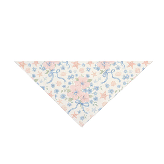 Seashell Serenade Dog Scarf – Coastal Floral Bandana