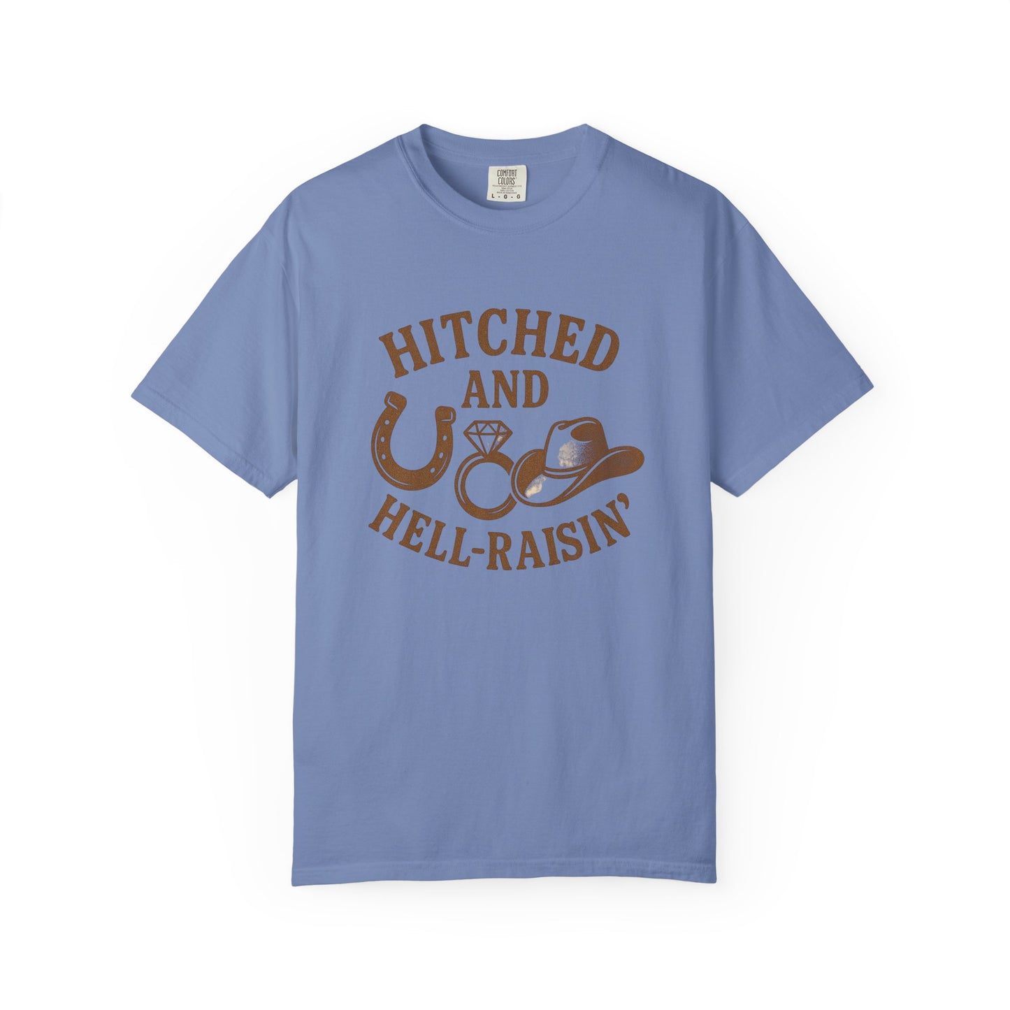 Country Bachelorette party T-shirt, Unisex Tee, Western Bridal Shower Shirt, Hitched and Hell-Raising Top, Southern Wedding Apparel