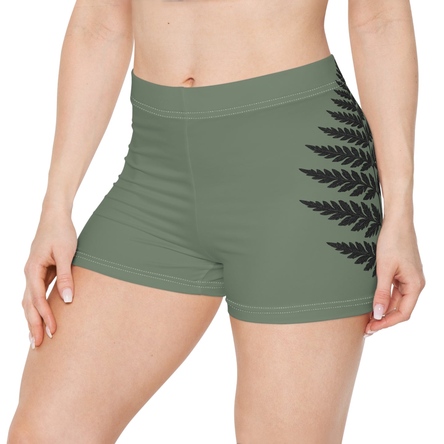 Wild Waters Fern & Dragonfly Yoga Shorts – High-Waisted Nature-Inspired Activewear