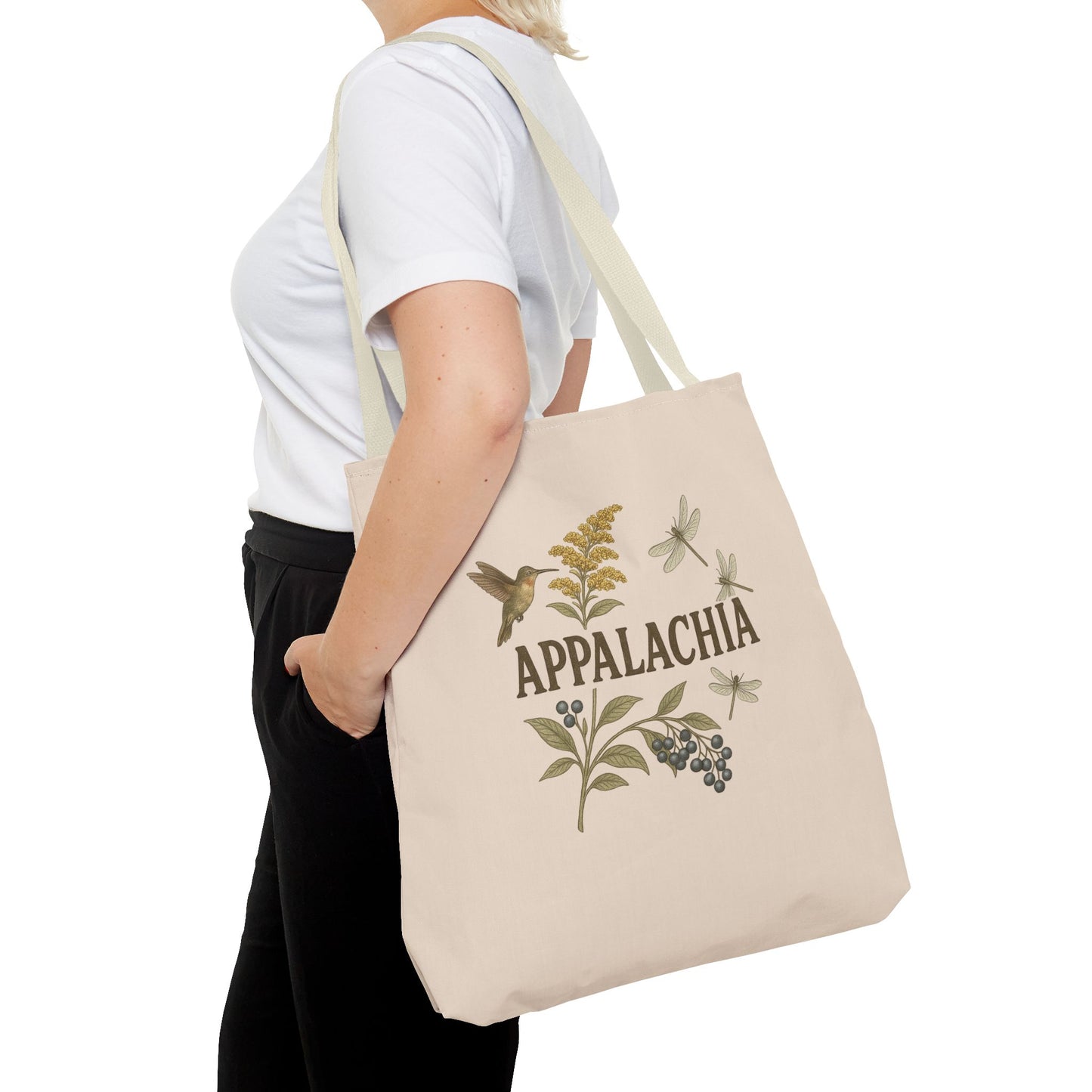 Appalachian Wildflowers Farmer's Market Tote Bag, Floral Eco-Friendly Shopping Bag, Hummingbird Reusable Grocery Bag, Nature Lover Gift,