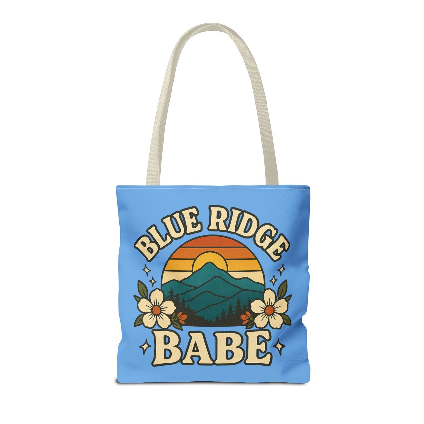 Colorful Blue Ridge Babe Beach Tote Bag, River Lake Ocean Summer Travel Bag, Weekend Getaway Shoulder Purse, Gift for Beach Lover, Boho Chic