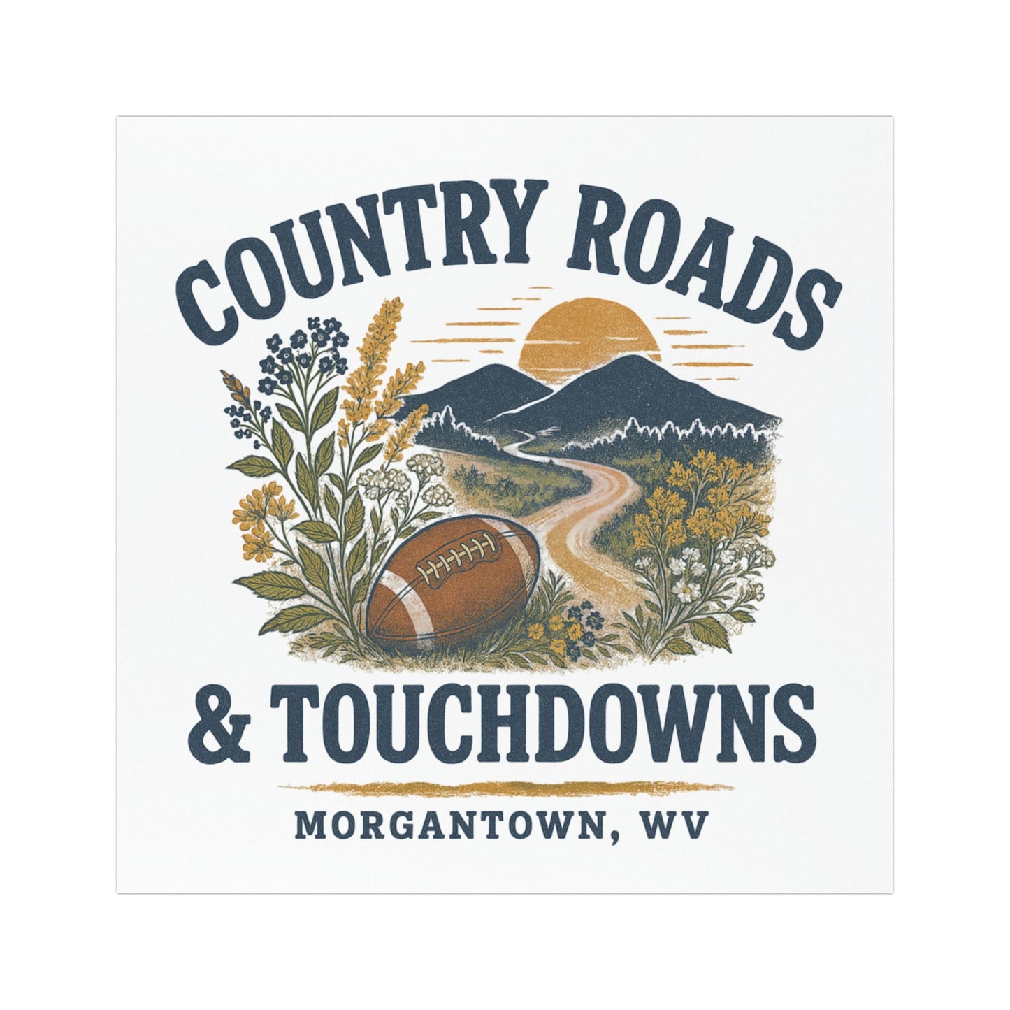 West Virginia Football Car Magnet, Country Roads Touchdowns, Game Day Decor, Magnetic Tailgating Accessories, Sports Fan Gift