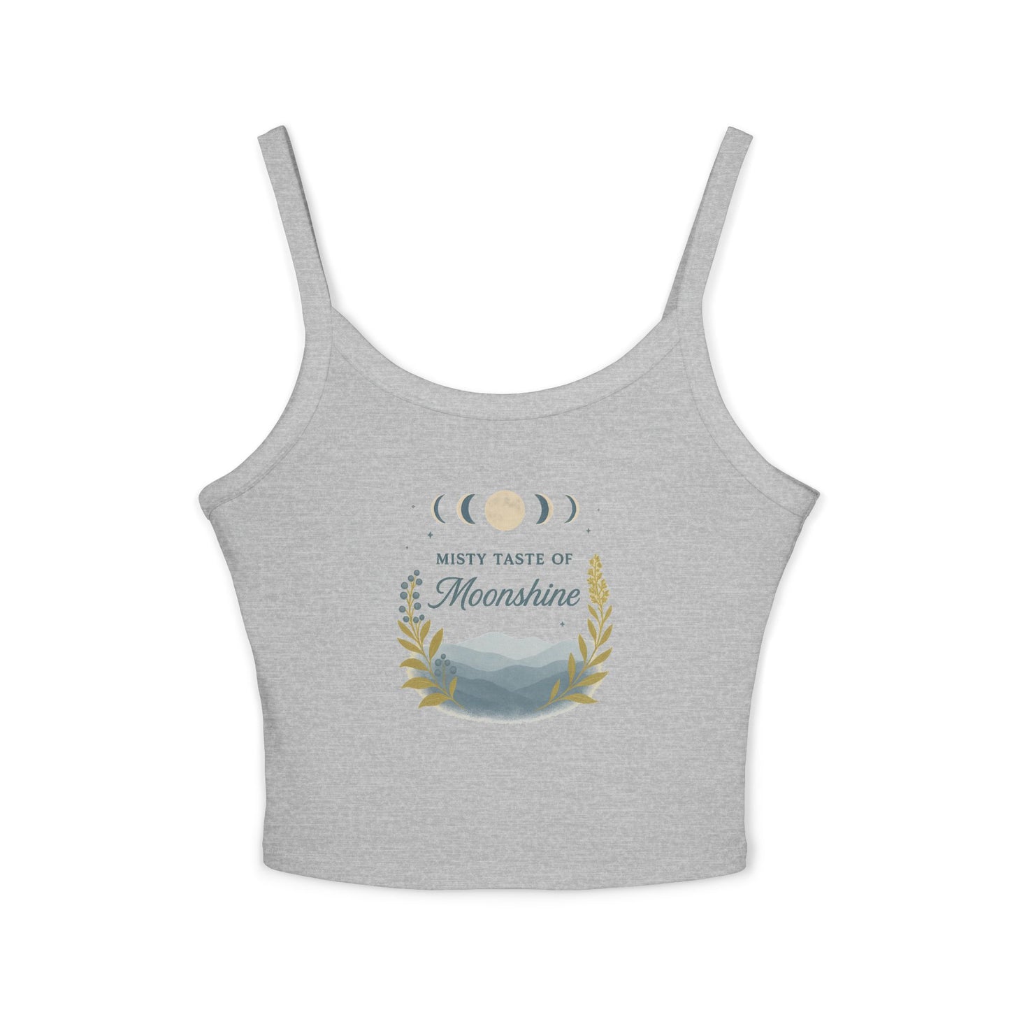 Moonshine Vibes Women's Spaghetti Strap Tank Top, Summer Outfit, Boho Style, Festival Wear, Gift for Her, Eco-Friendly Top